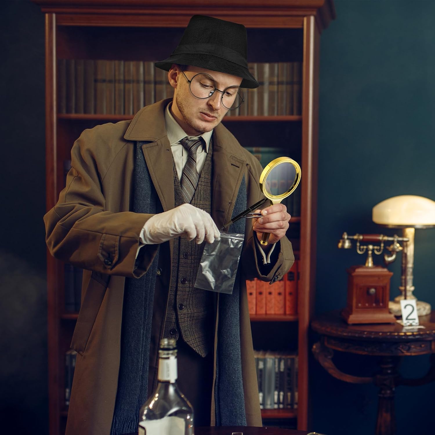 8-Piece Detective Costume Kit for Kids Adults