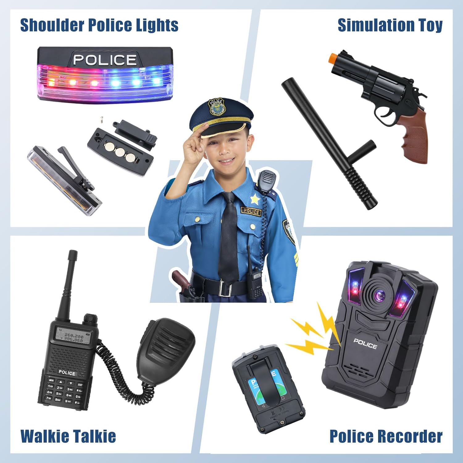 GC 15PCS Kids Police Officer Costume Set