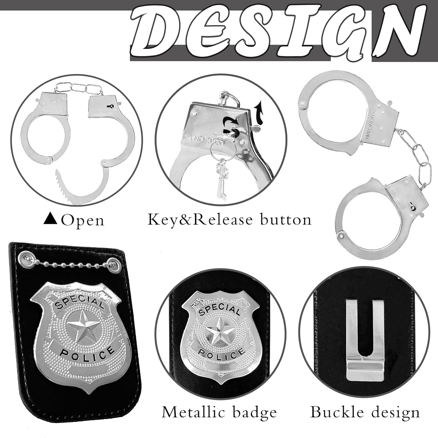 Bvrbaory 5PCS Police Role-Playing Accessories Set