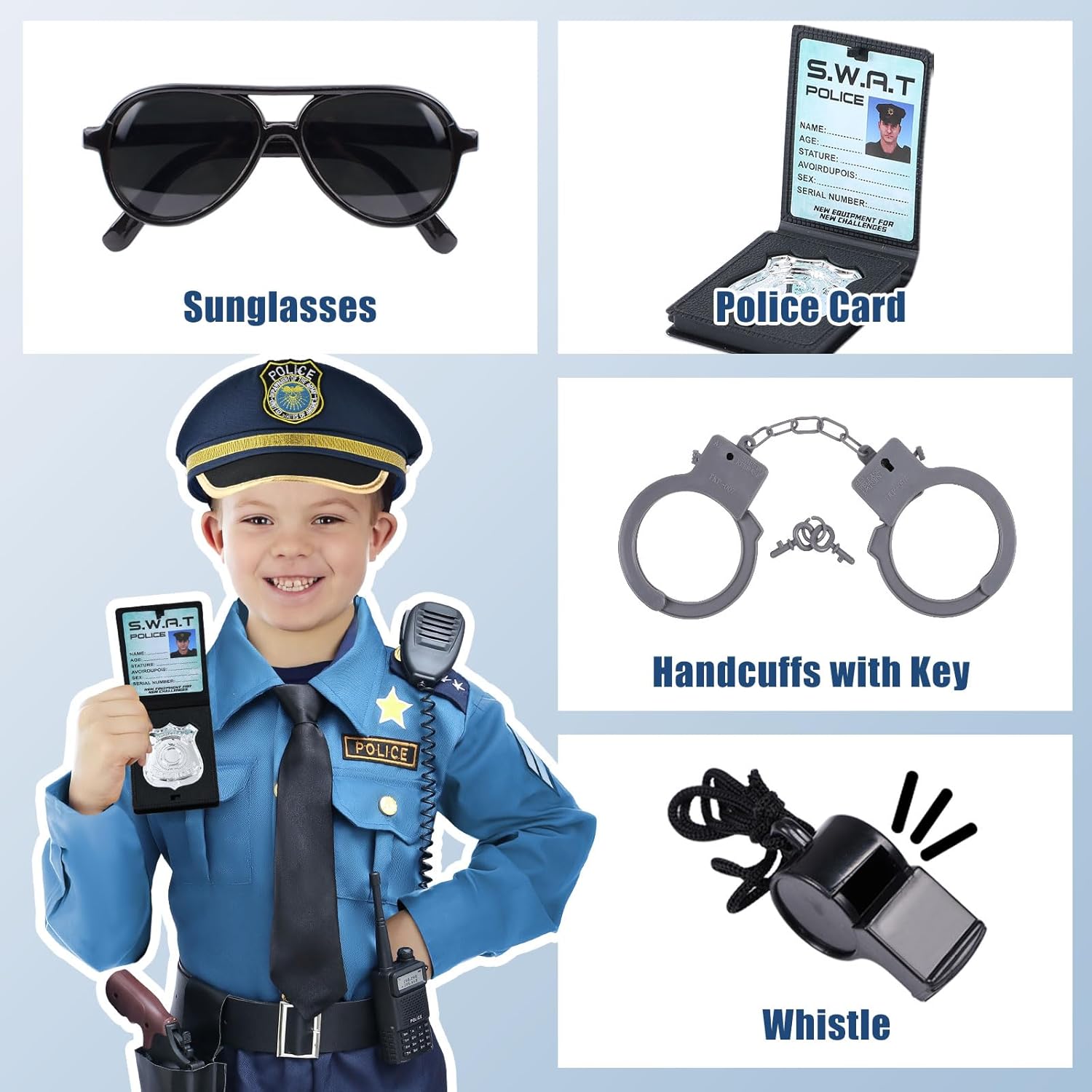 GC 15PCS Kids Police Officer Costume Set