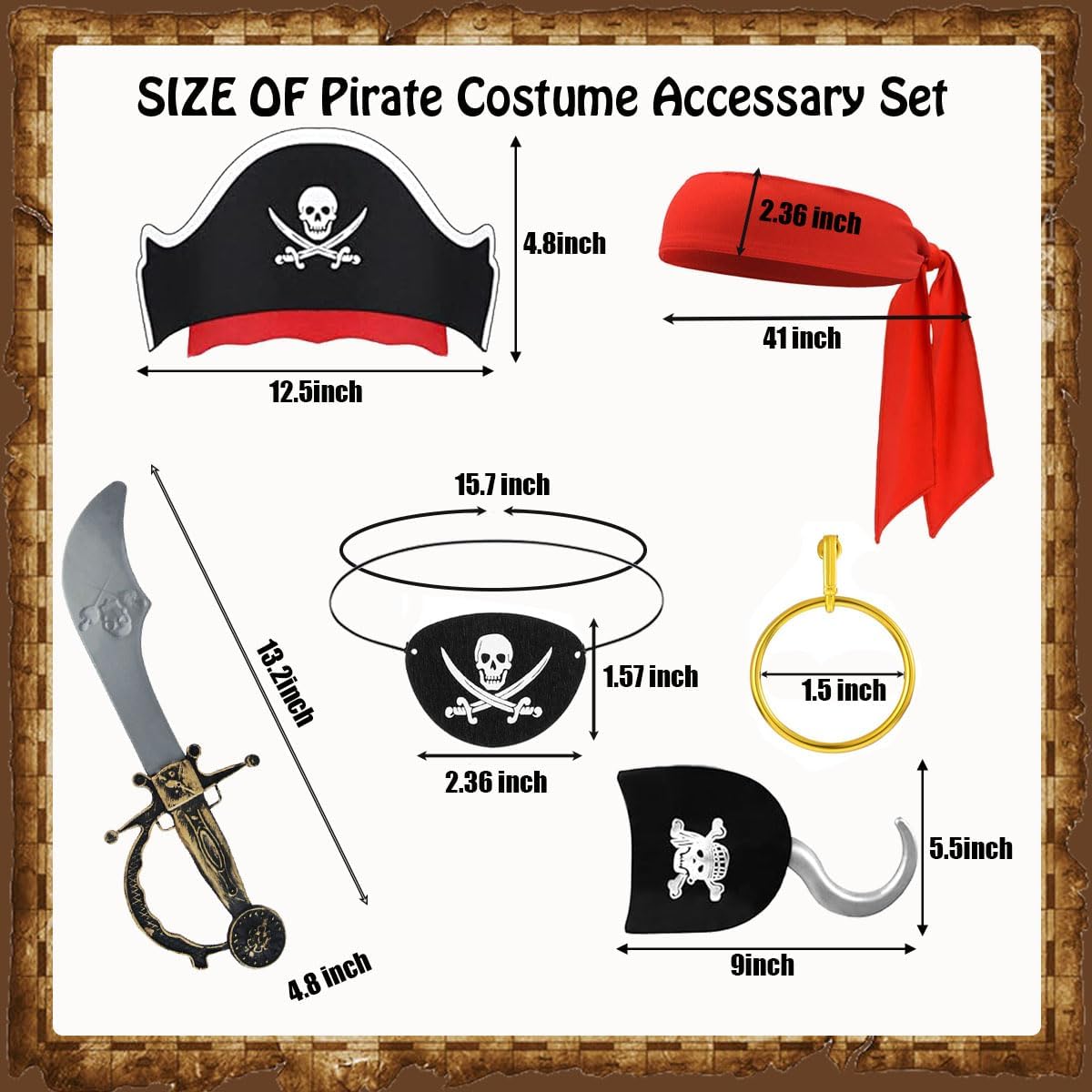 Pirate Kids Costume Accessory Kit Perfect for Party Use