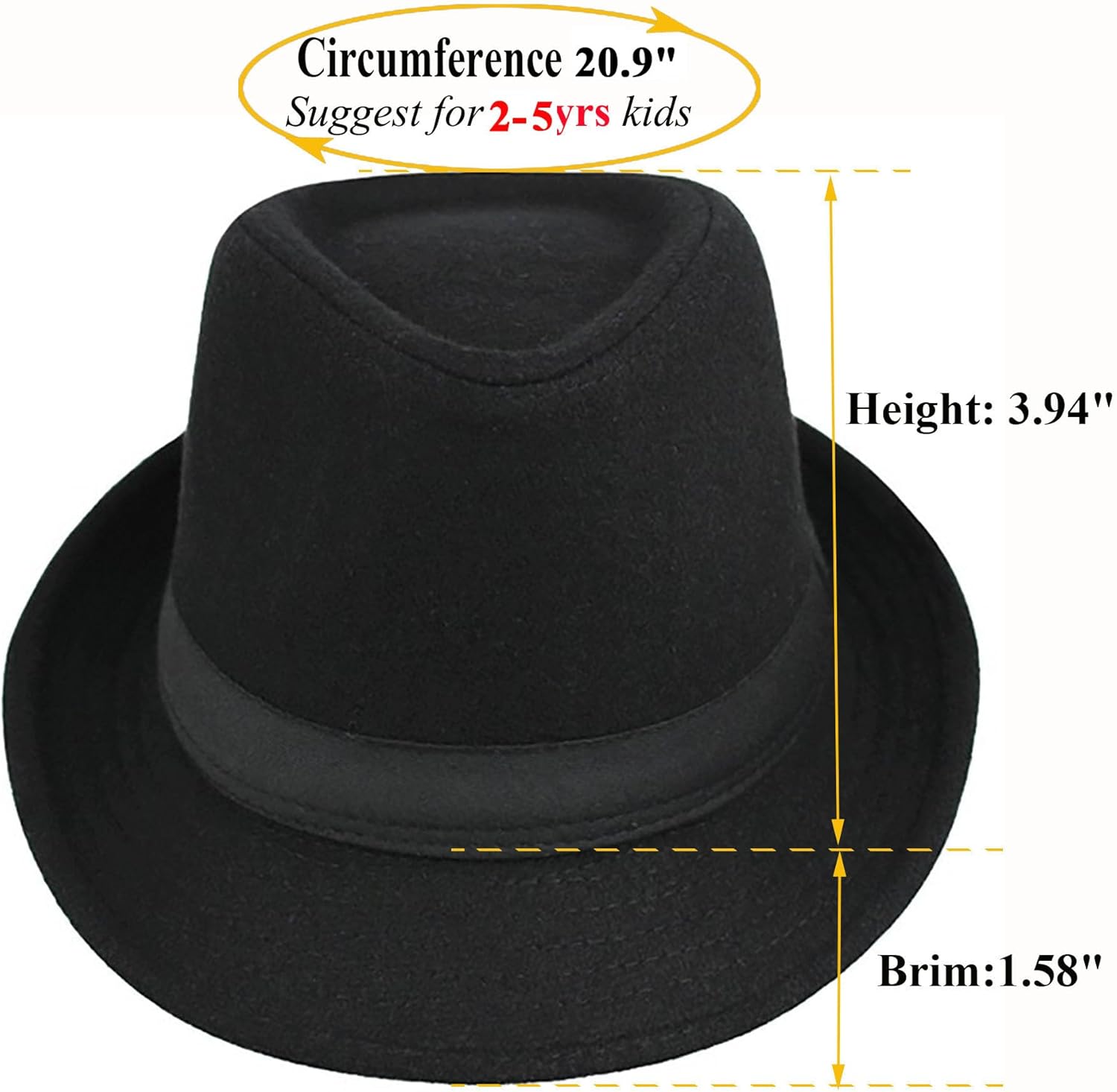 UTOWO Kids Felt Fedora Trilby Ganster Hat Boys Ages 25