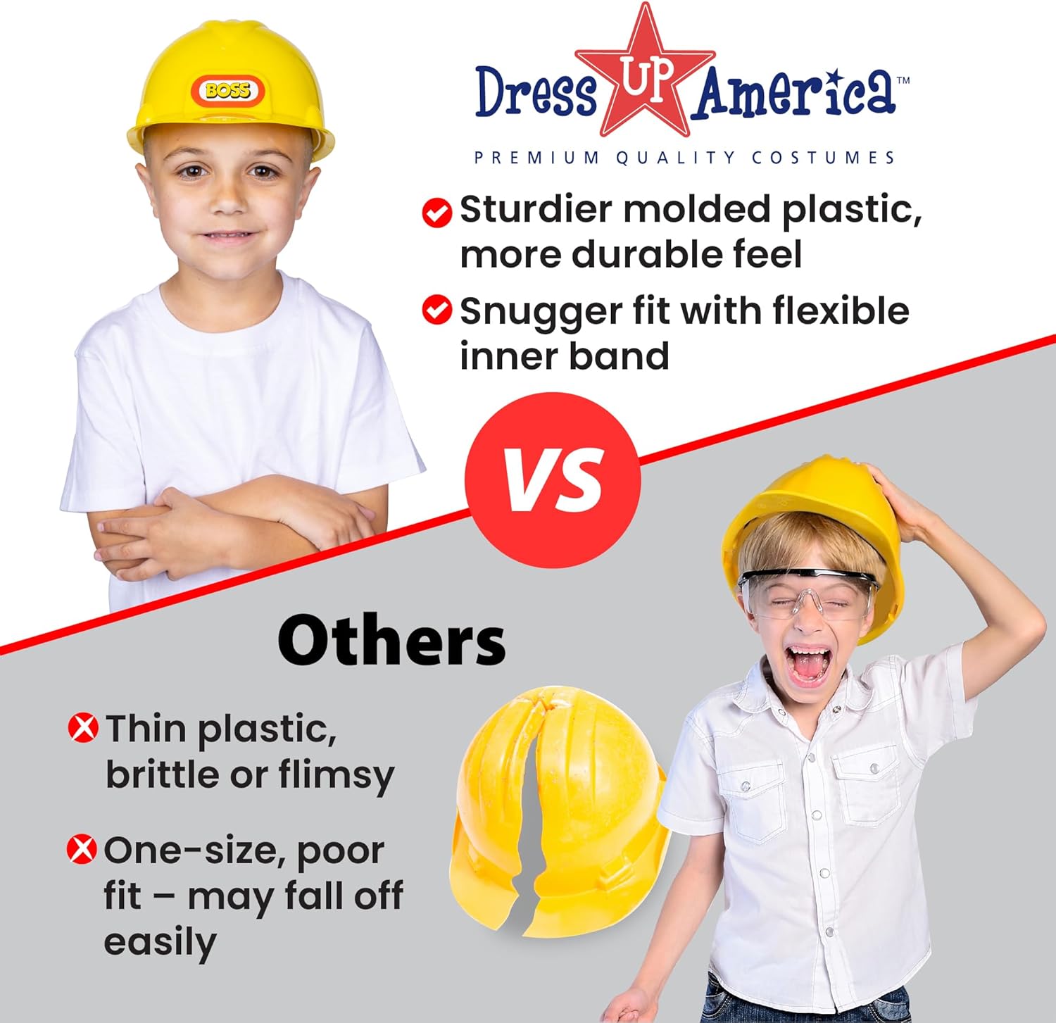 Dress Up America Kids Construction Hard Hat - Yellow Adjustable Helmet for Toddlers