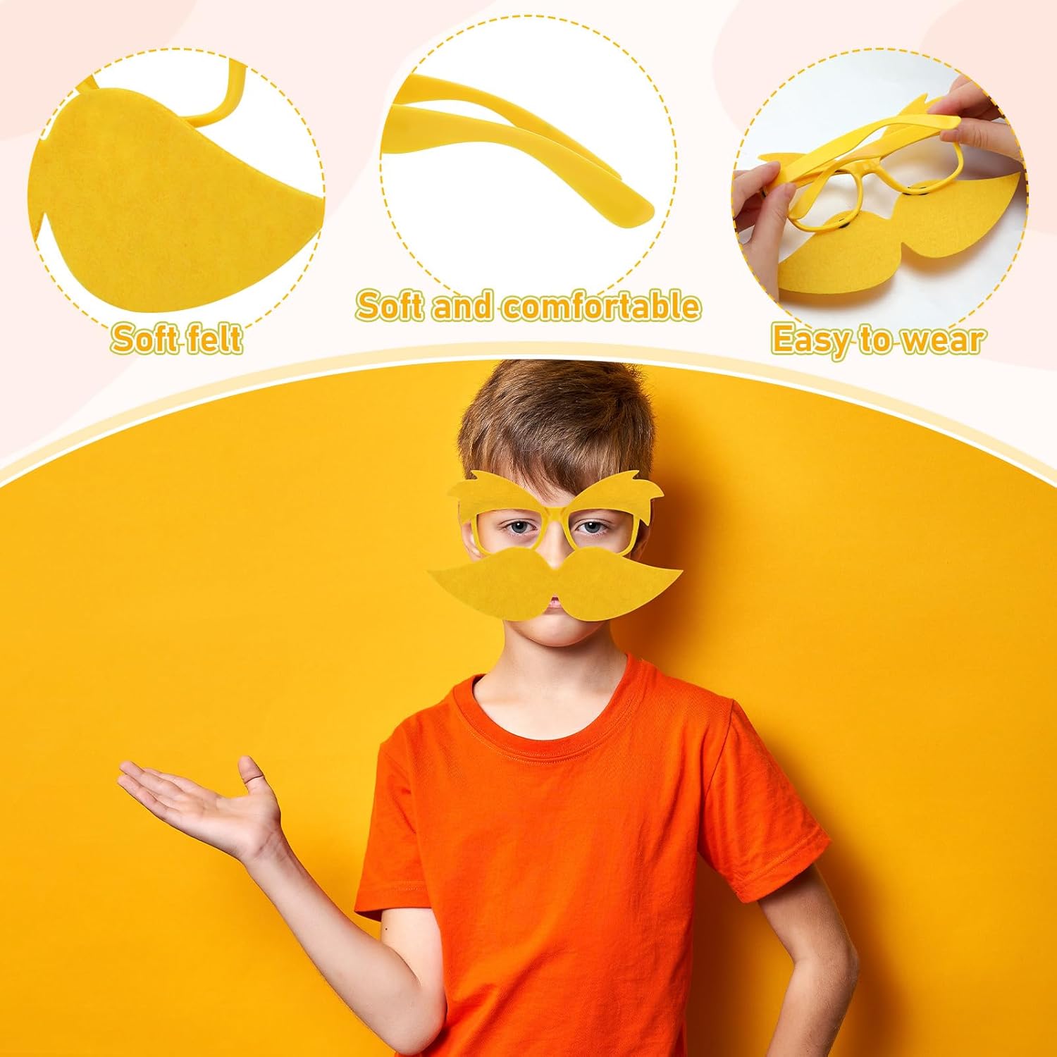 Mustache Glasses Set Funny Yellow Glasses for Halloween