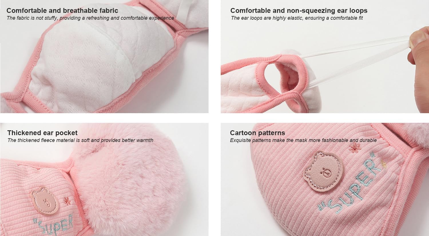 Warm Windproof Mask for Teens - Half Face Earflaps with Dustproof Comfort