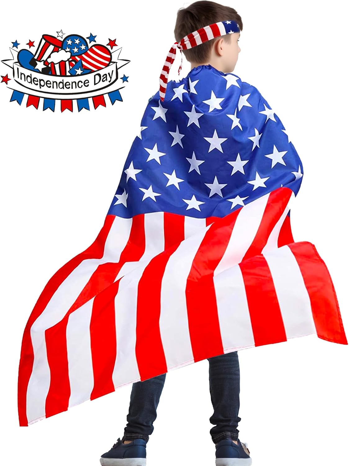 BleSky Kids 4th of July Patriotic Flag Costume Cape