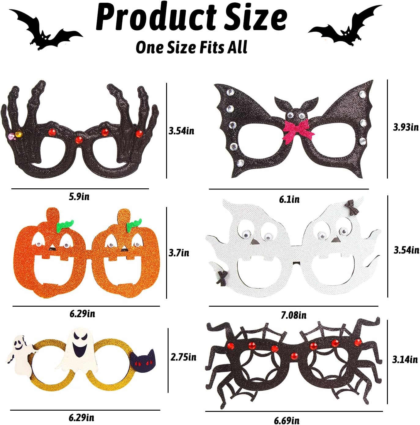 CCINEE 6-Piece Halloween Glasses for Kids