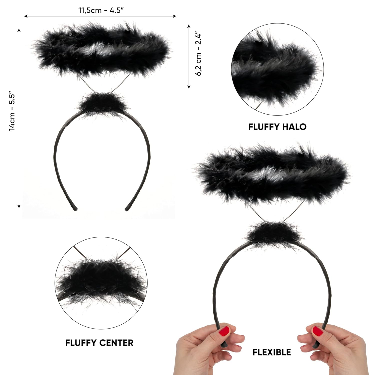 Funcredible Black Halo Halo for Men Women Kids