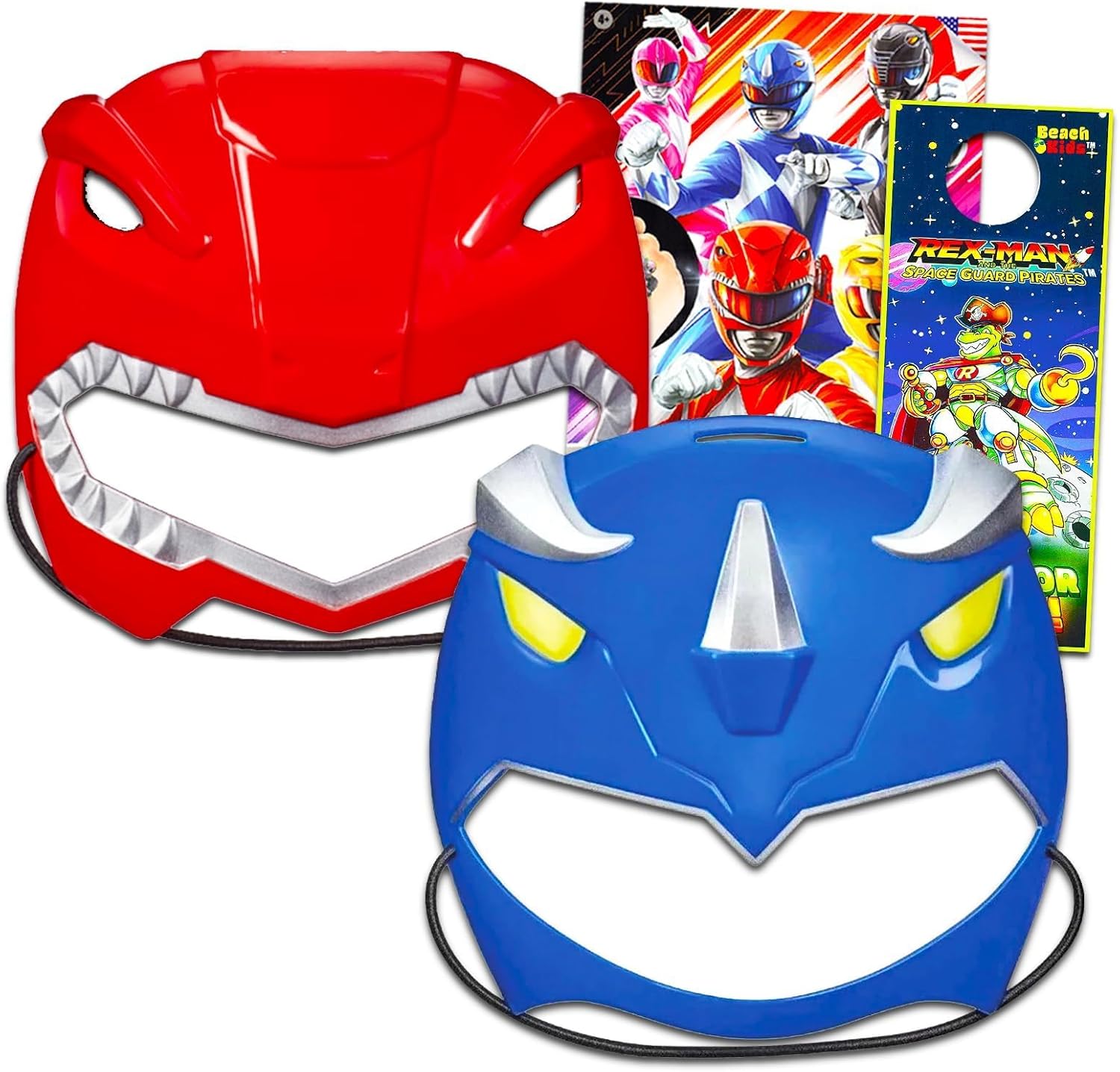 Power Rangers Masks Set Red and Blue Costume Accessories for Kids