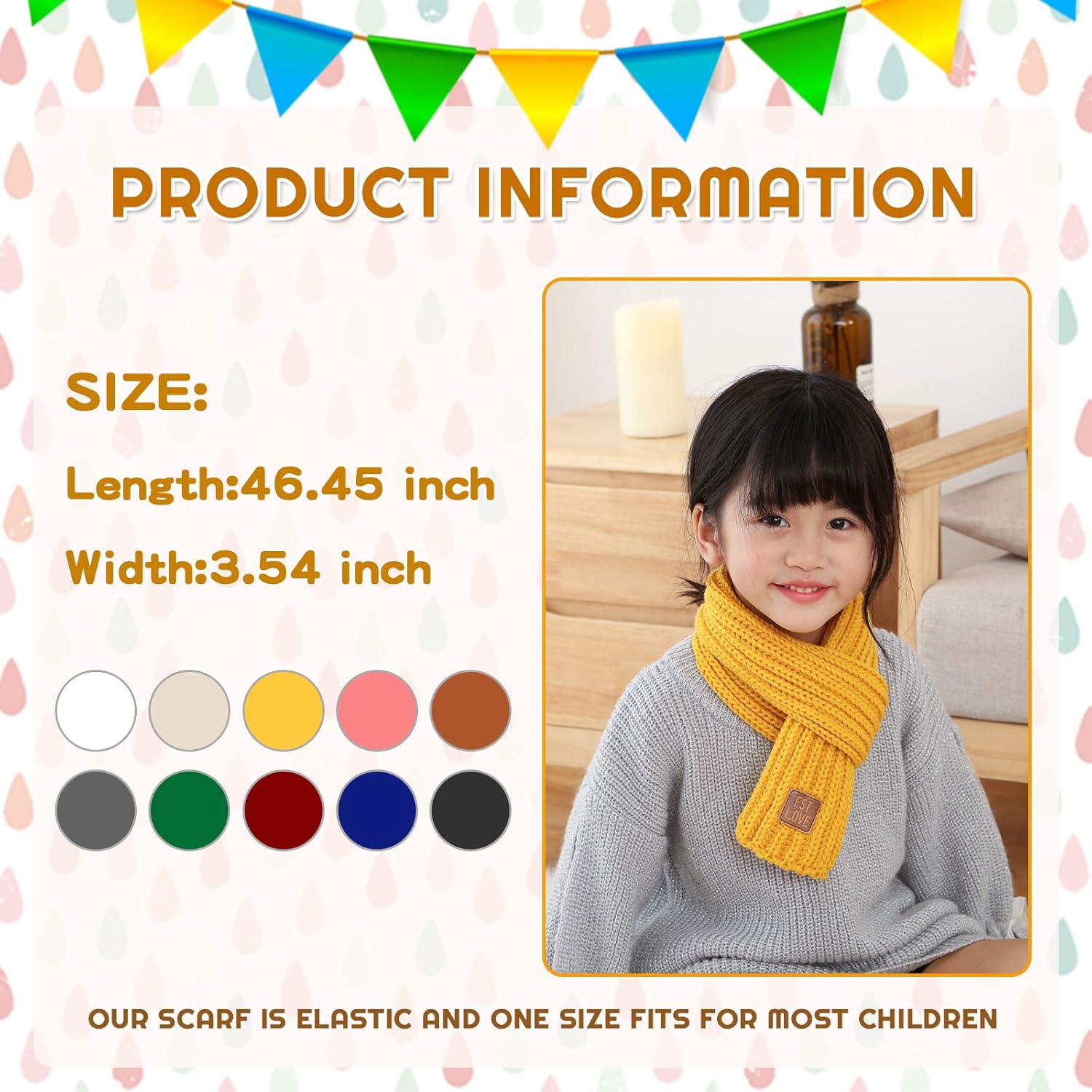 XiaohangWang Unisex Toddler Winter Knit Scarf