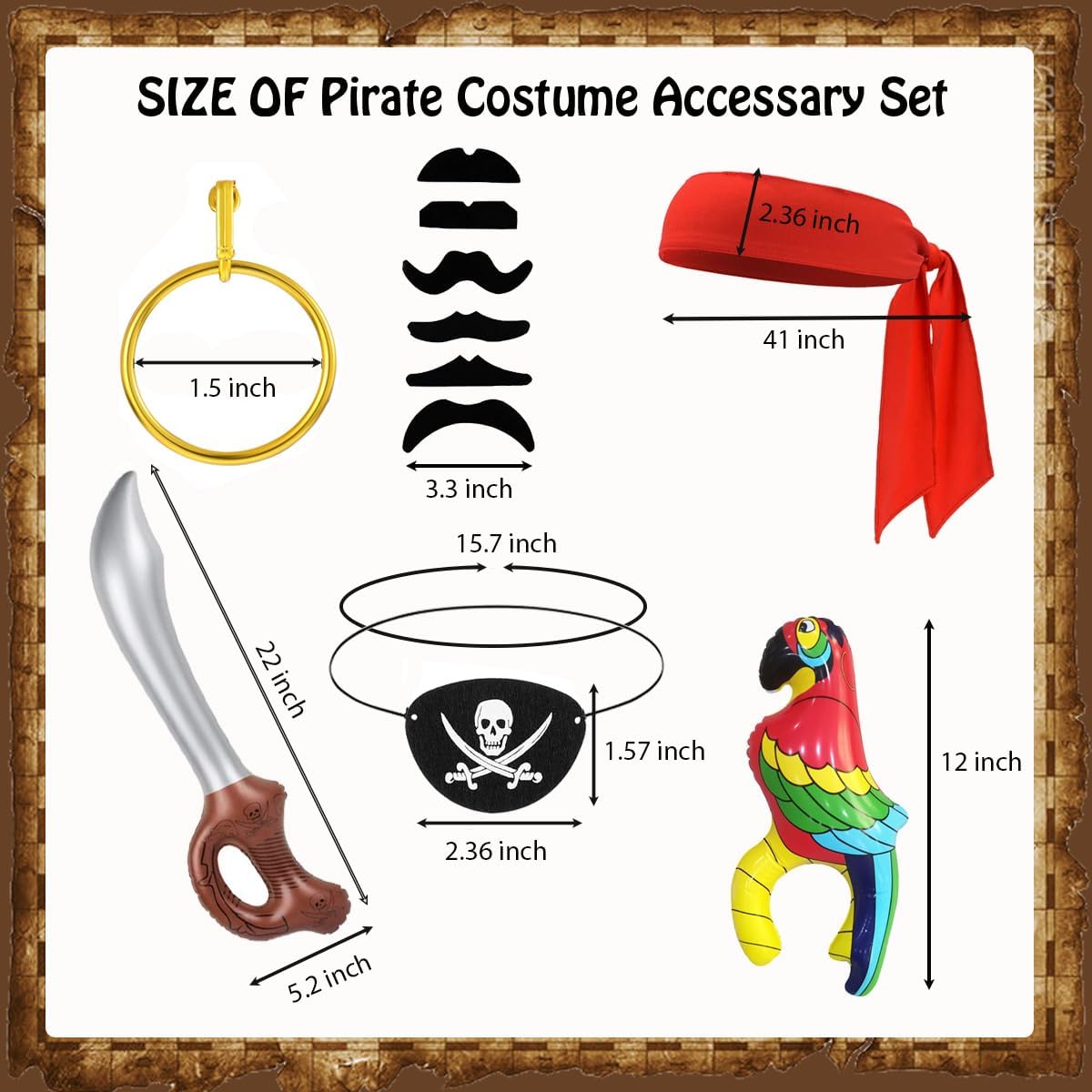 6 Pcs Pirate Costume Accessories Set for Kids Halloween Party