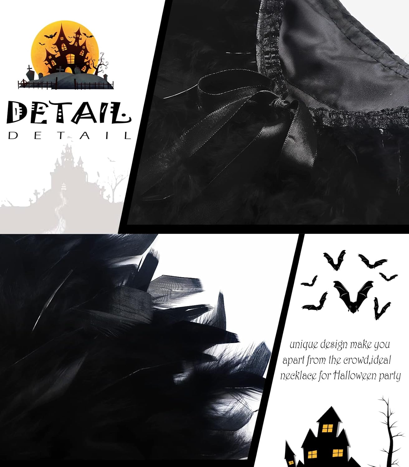 Childrens Black Feathers Cape Shawl Halloween Costume