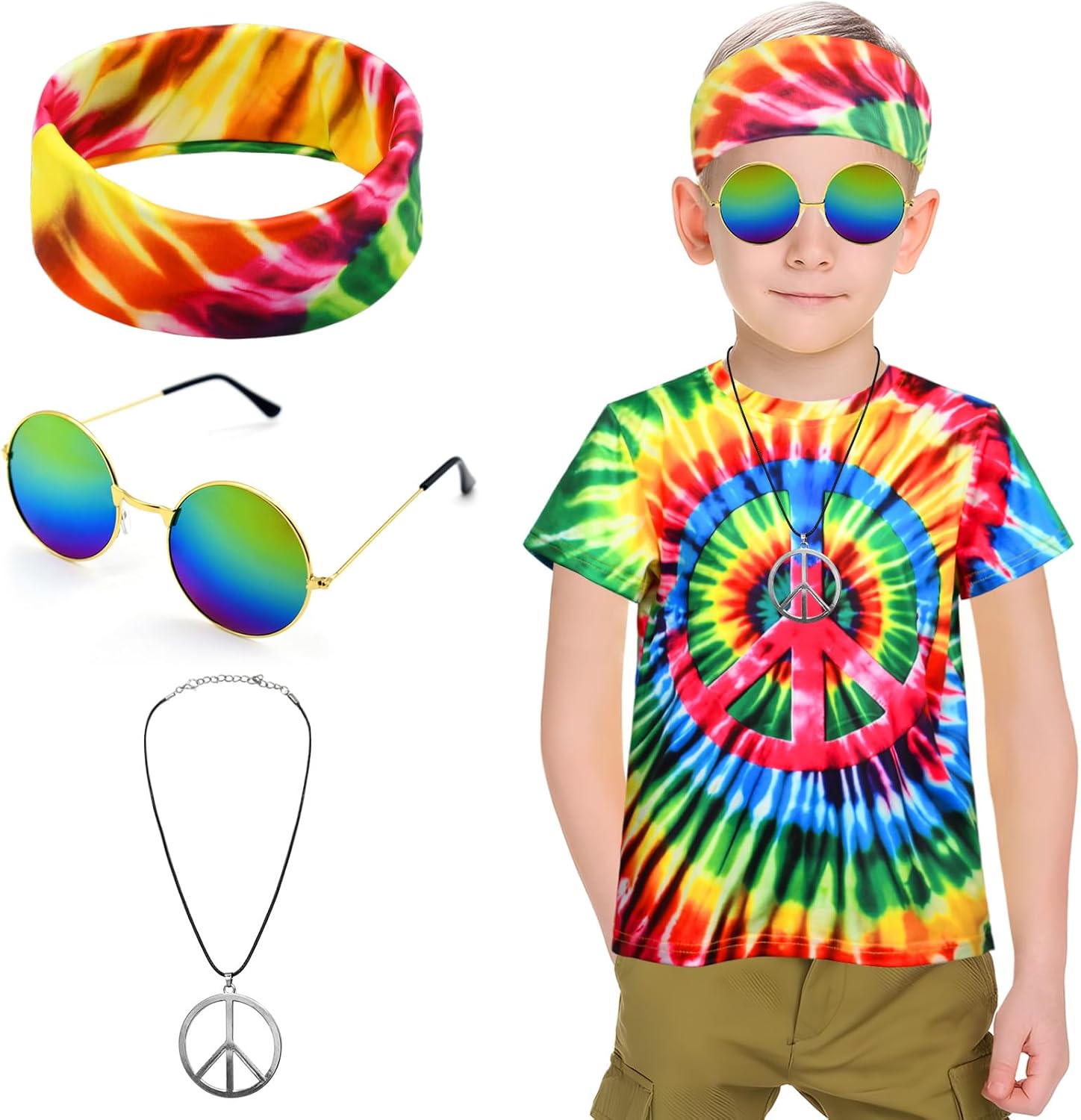 Boys Hippie Costume 4Pcs Set for Halloween Party