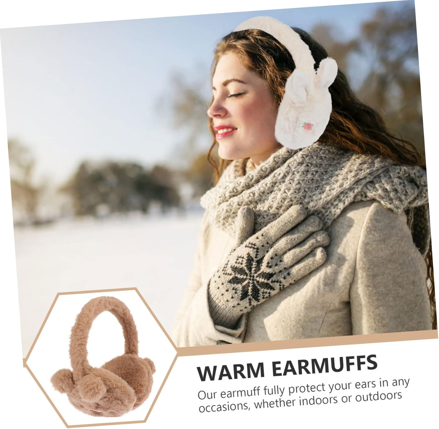 Adorable Cartoon Ear Warmer with Soft Muff for Winter