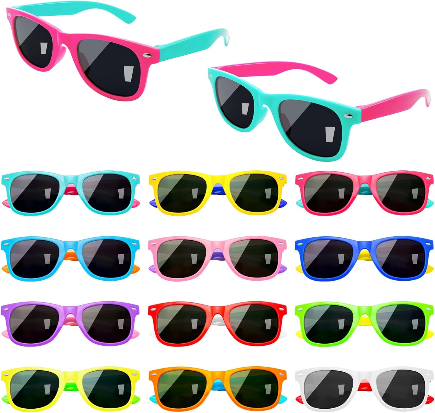 Matcheck 12 Pack Kids Square Neon Sunglasses