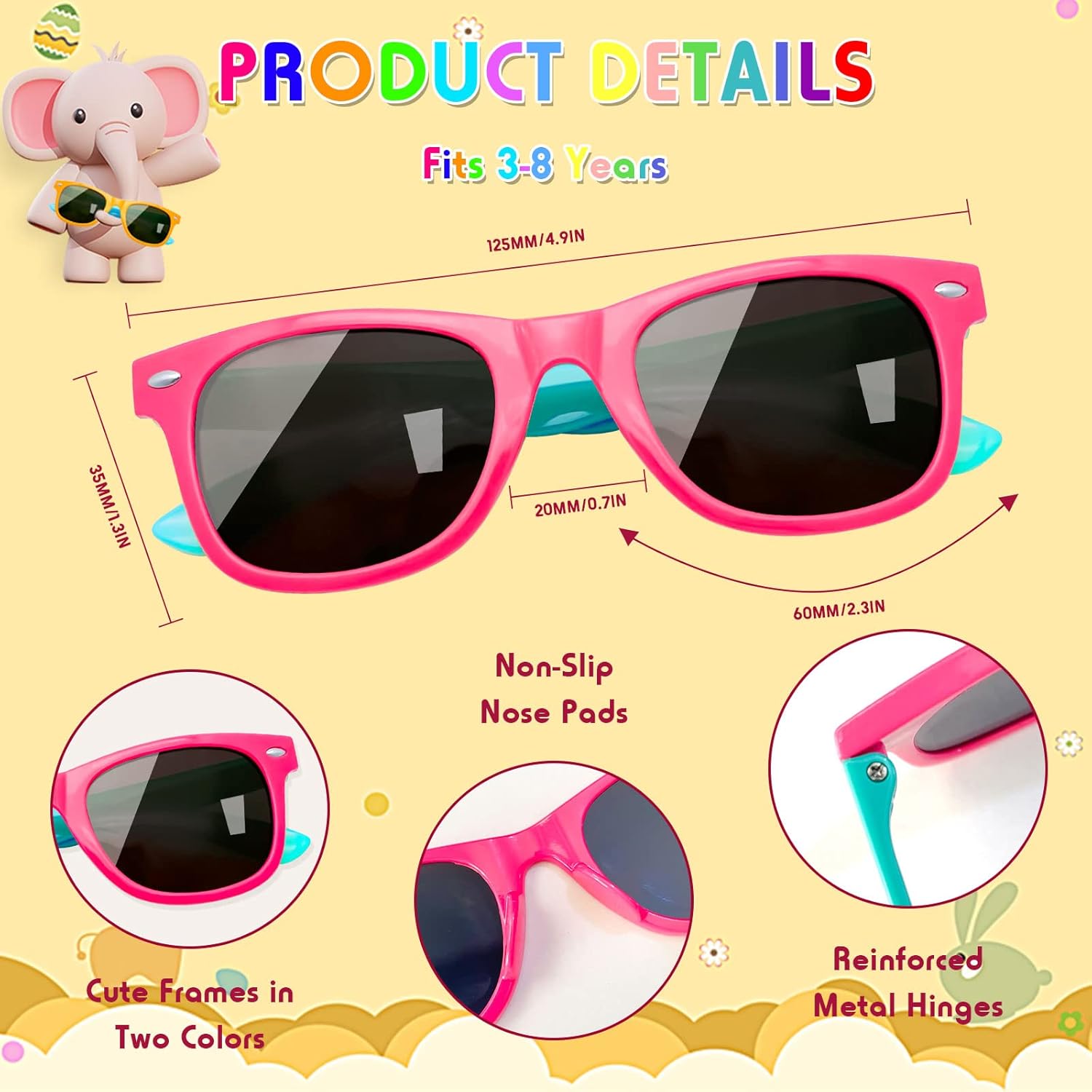 Matcheck 12 Pack Kids Square Neon Sunglasses