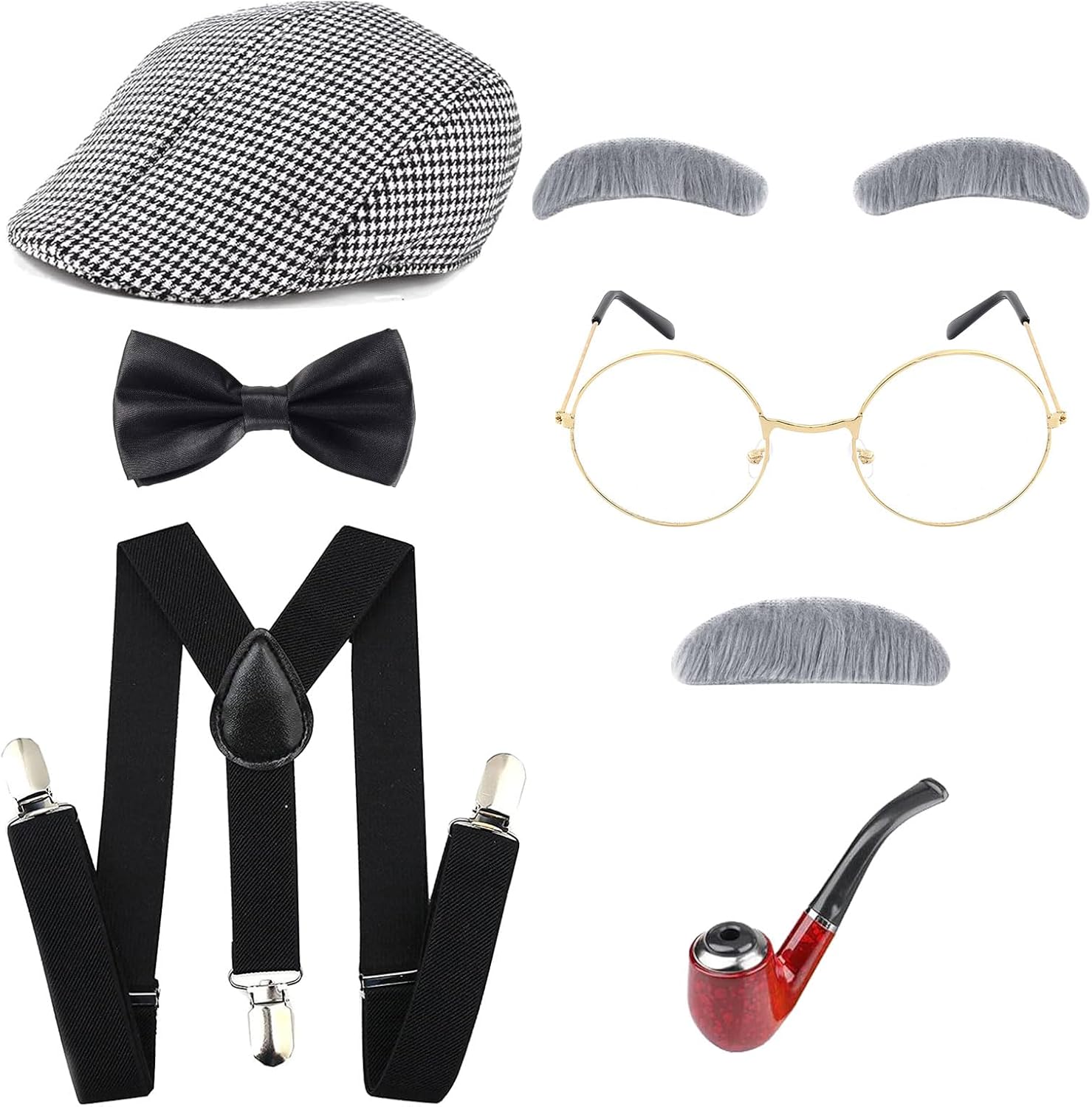 Kids 100 Day School Costume Set for Boys 1920s Grandpa Accessories