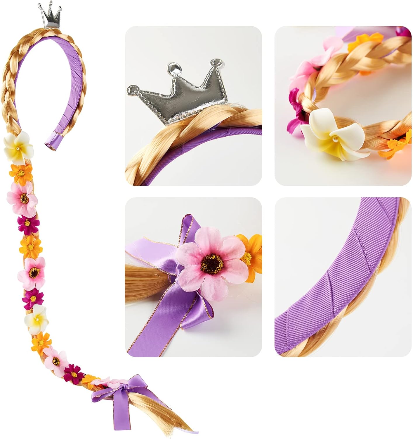 Carkno Princess Wig Jewelry Set for Little Girls Shimmering Beauty