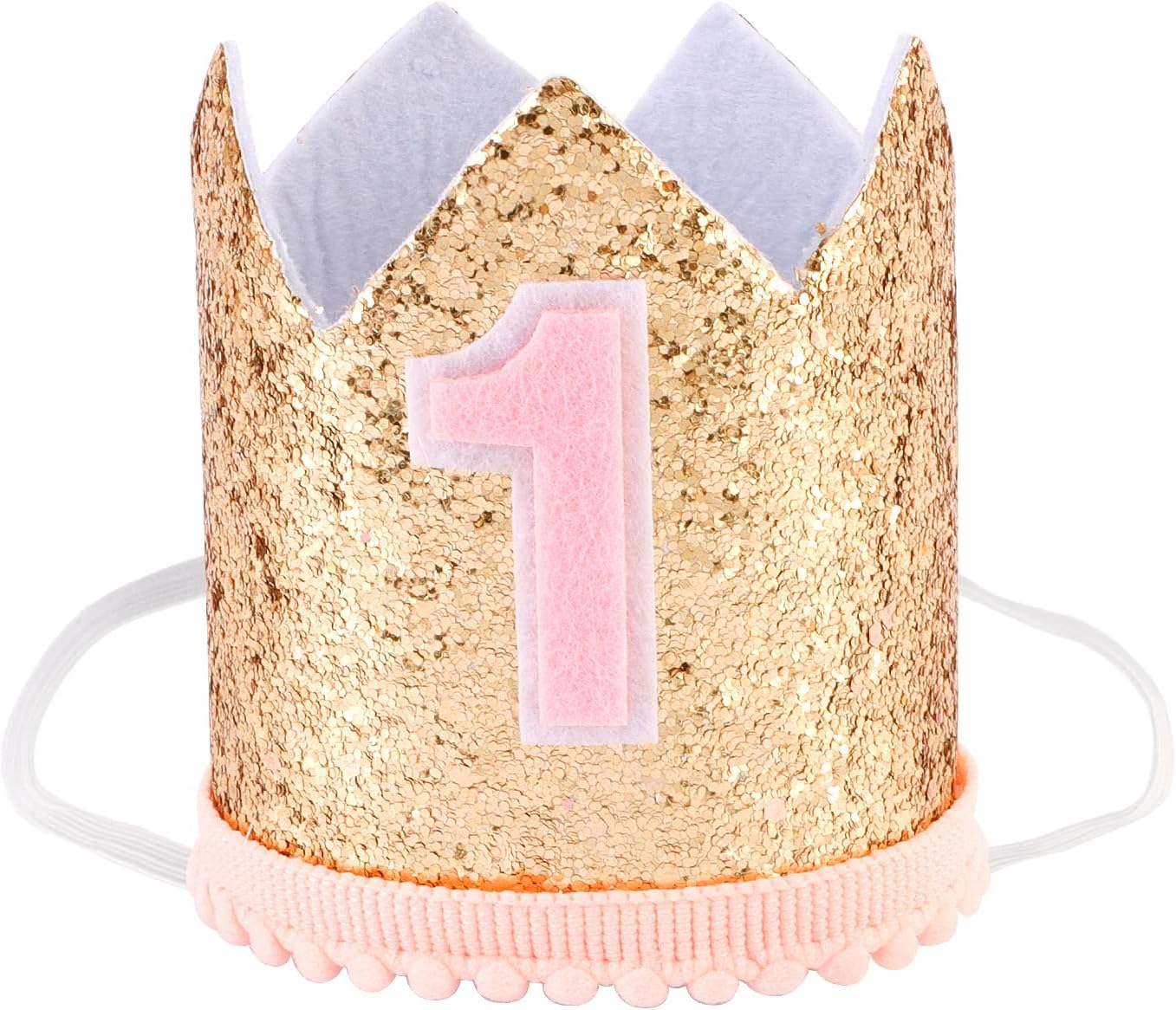 First Birthday Glitter Crown Headband for Girls