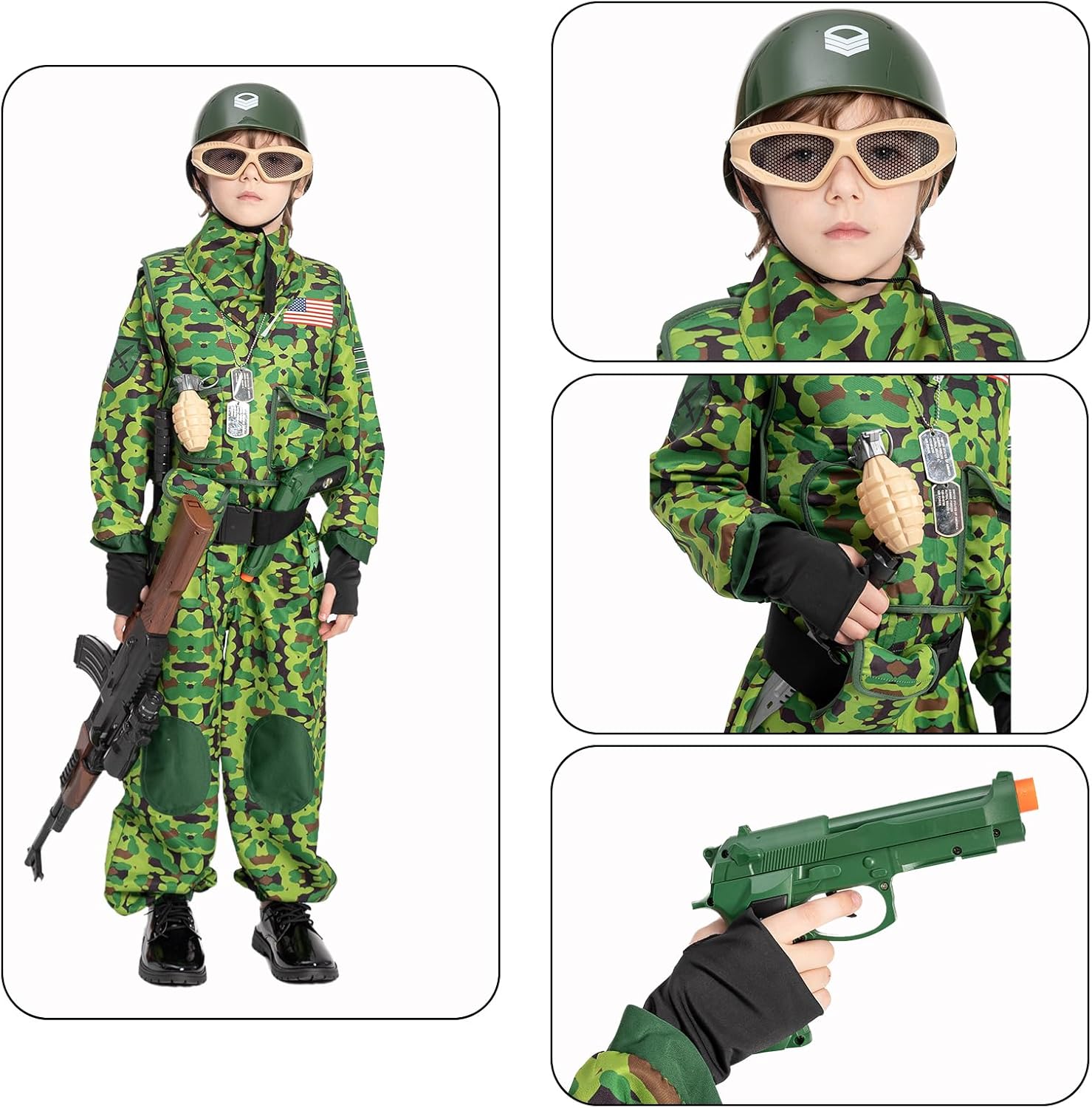 Mini Soldier Army Costume for Kids with Toy Accessories