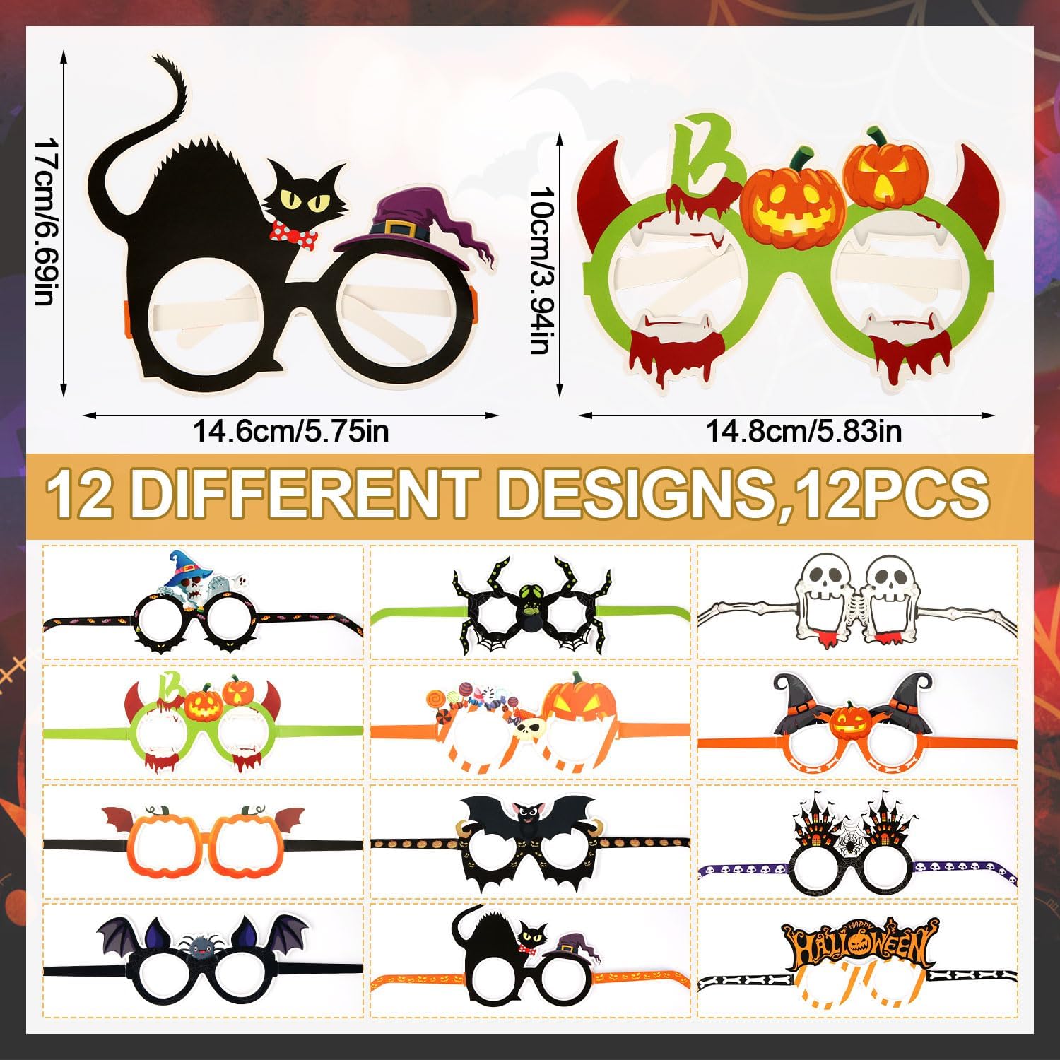 12-Piece Halloween Party Glasses Spooky and Fun