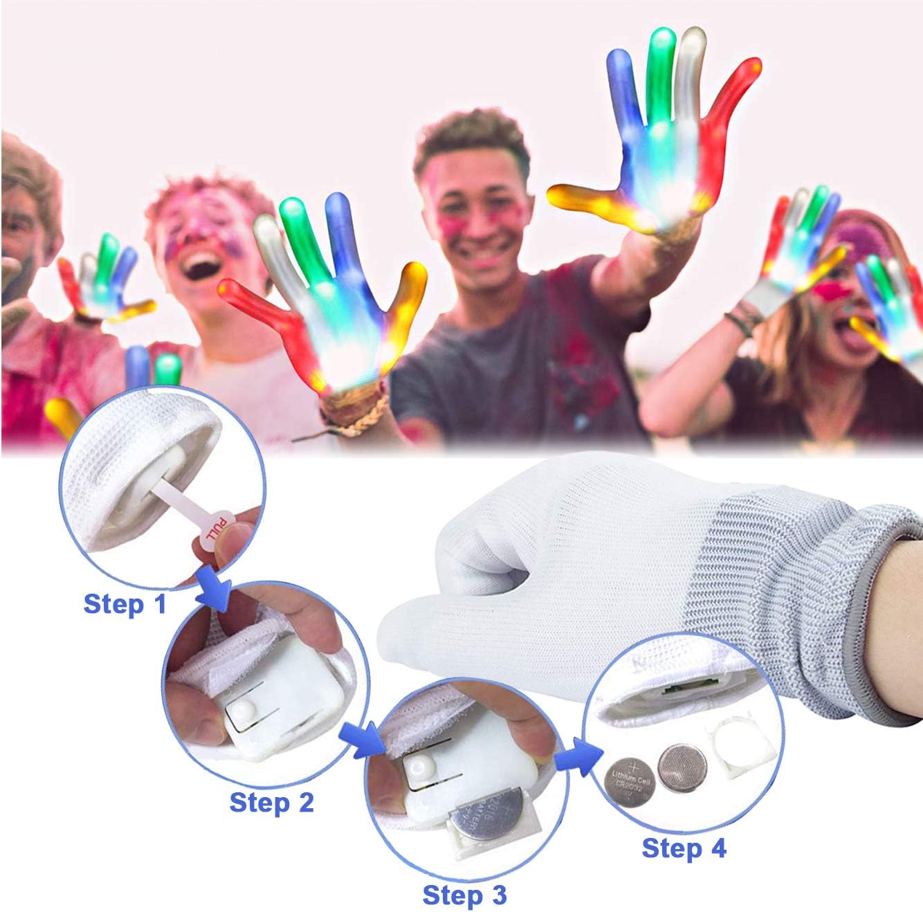 Glowing LED Gloves for Kids Halloween Christmas Birthday Gifts