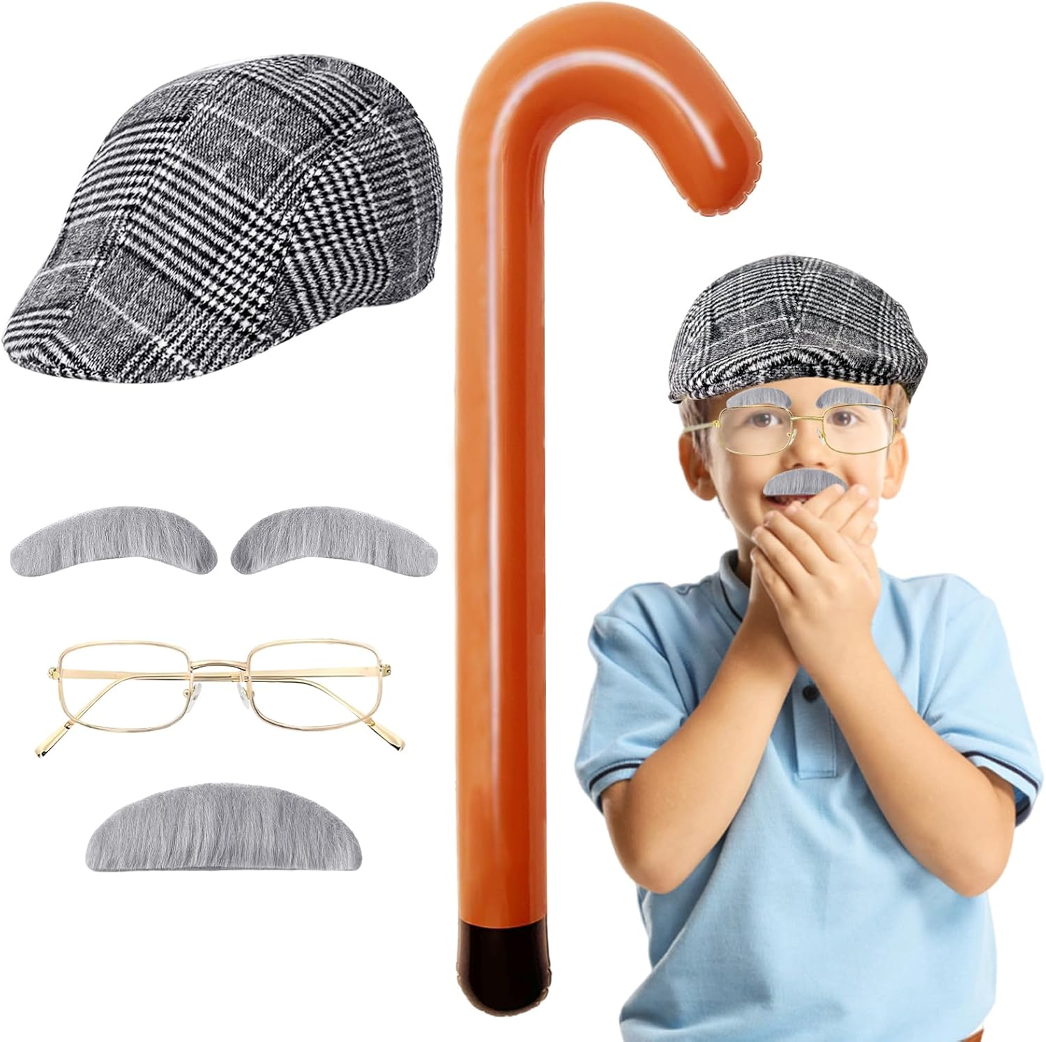 5-Piece Old Man Costume Set for Boys Grandpas Day Out