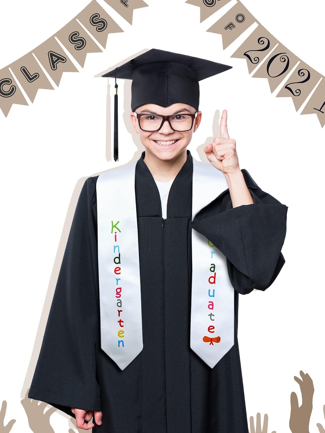 Geyoga 2 Piece Kids Graduation Set Sash and Cap