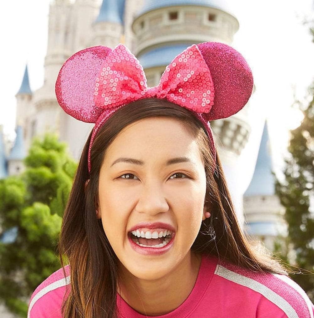 Minnie Mouse Glitter and Sequin Ear HeadBand Pink