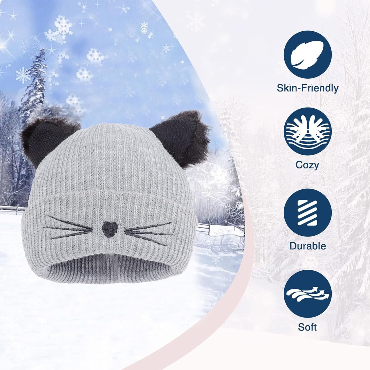 LiuSuper Women Cat Ears Beanie Hat