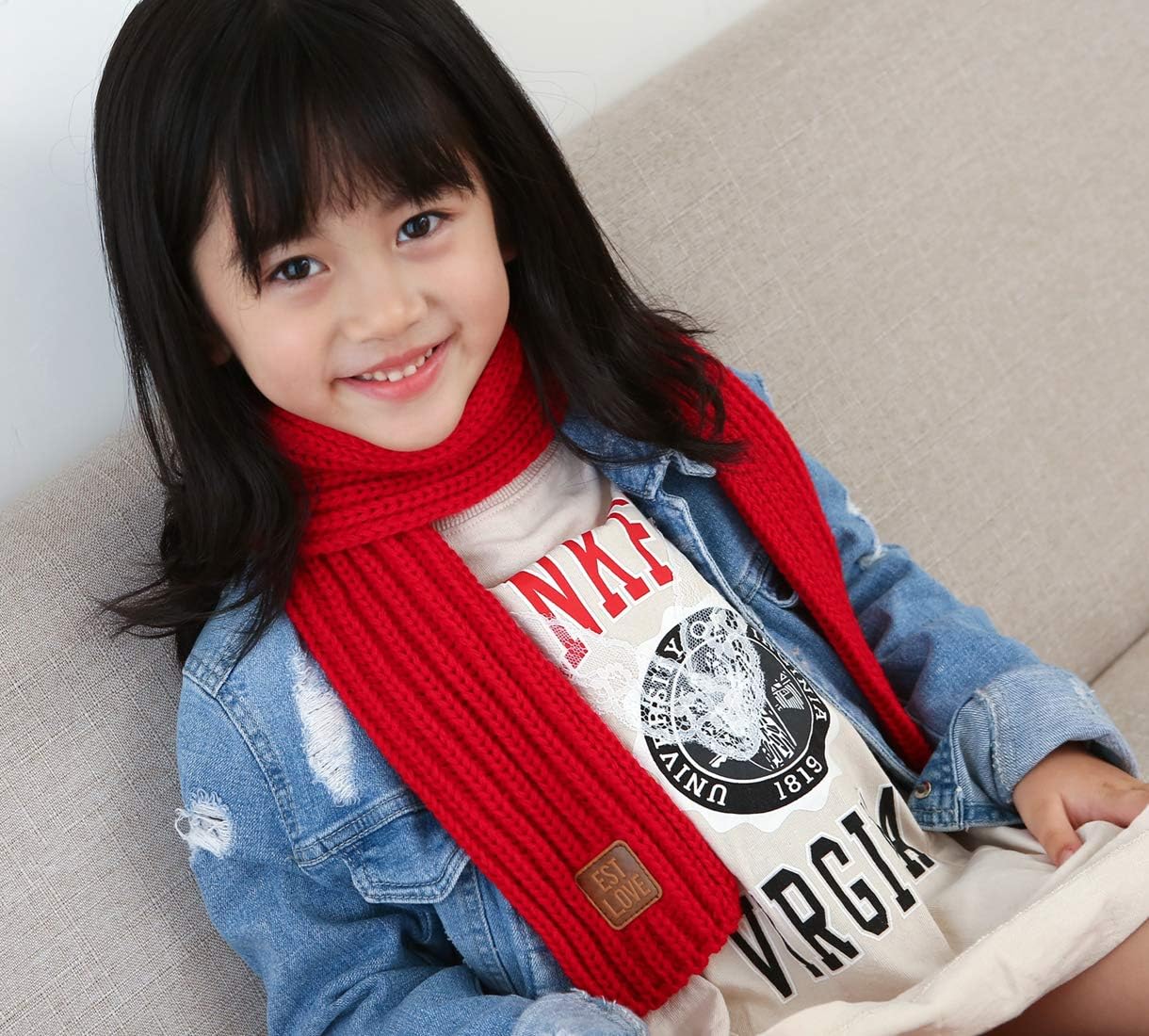 Levao Kids Winter Knitted Soft Scarf for Boys Girls Cozy Neck Warmer