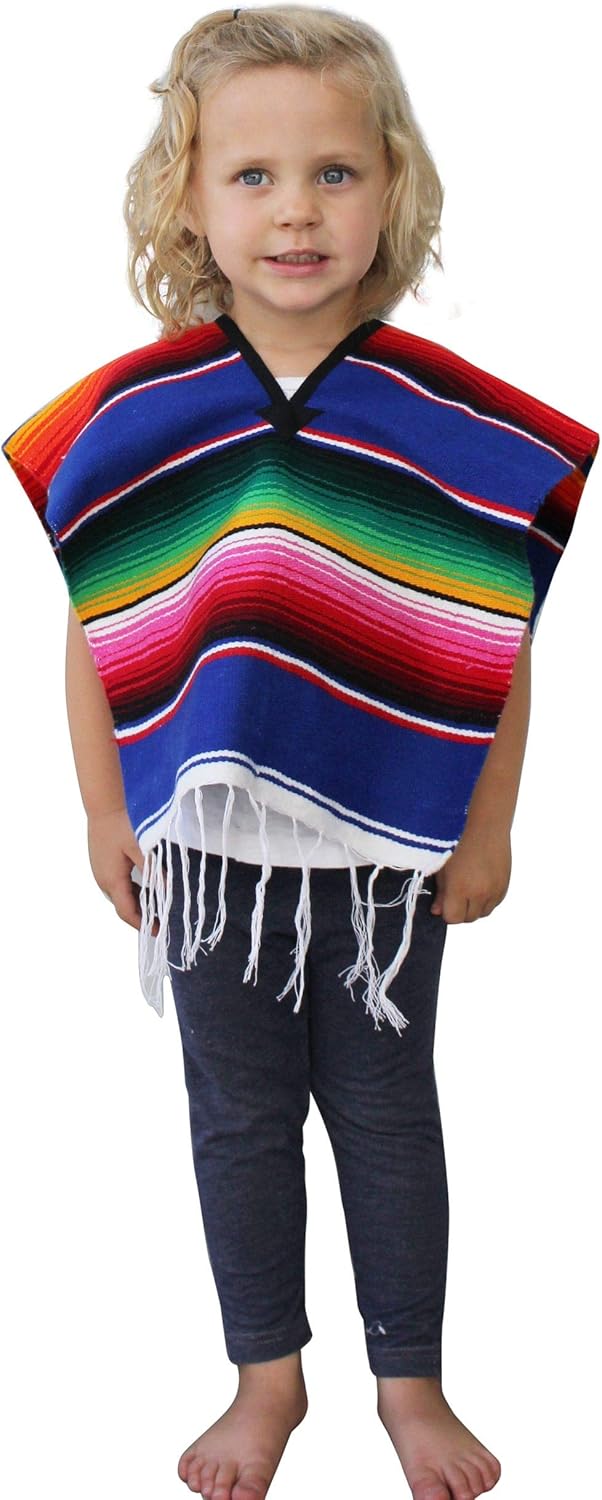 Del Mex Kids Mexican Serape Poncho Costume for Kids Ages 214