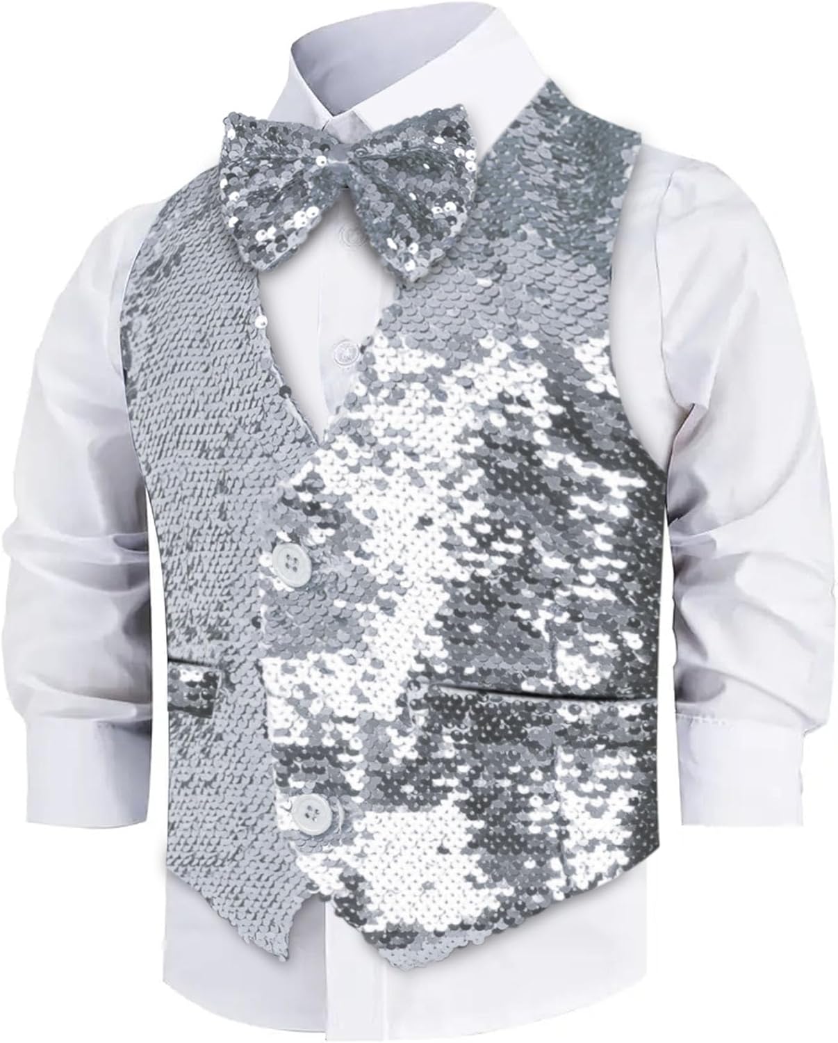 Fun Sequin Vest with Bow Tie - Kids Party Costume