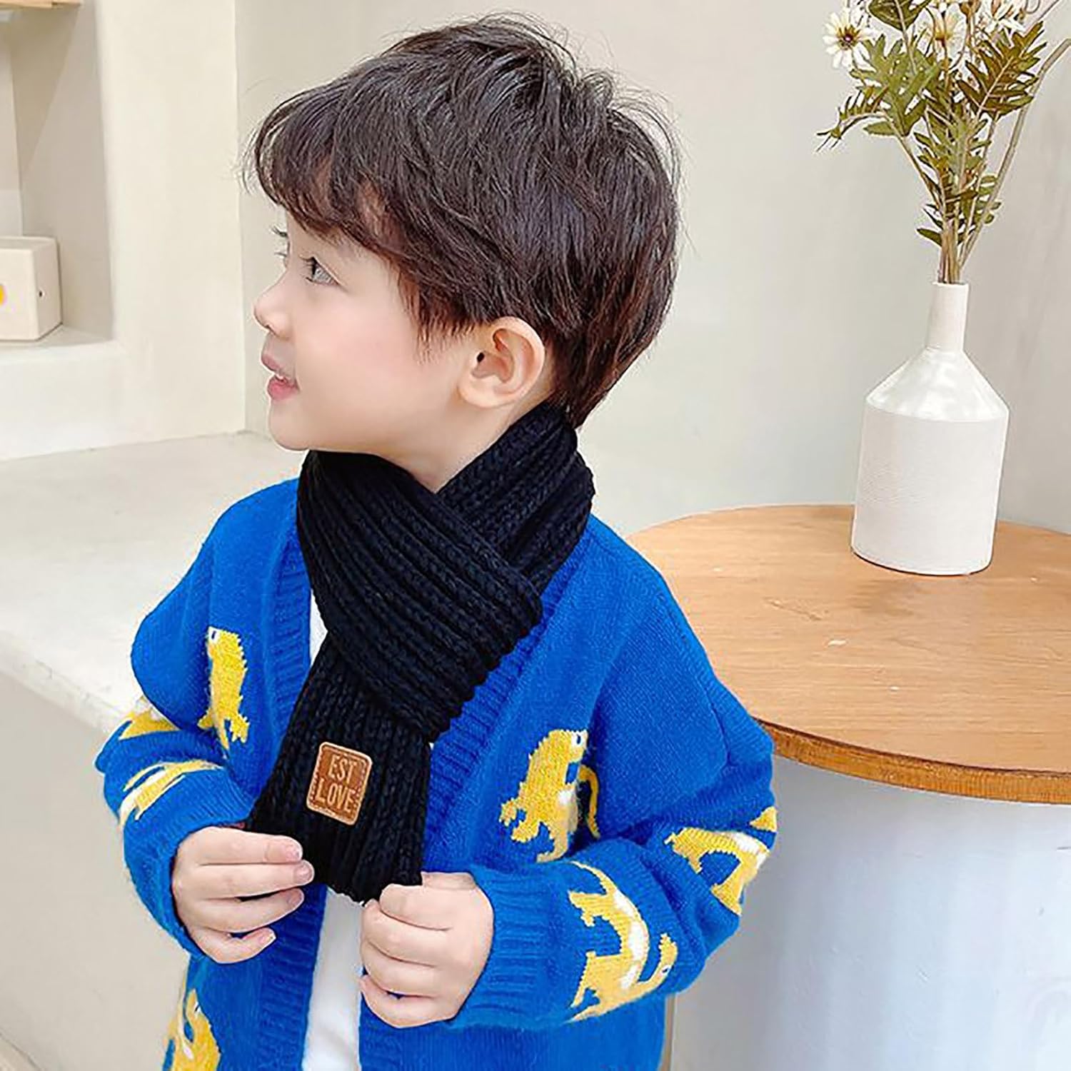 BEARUN Knit Kids Scarf - Solid Color Warm Soft