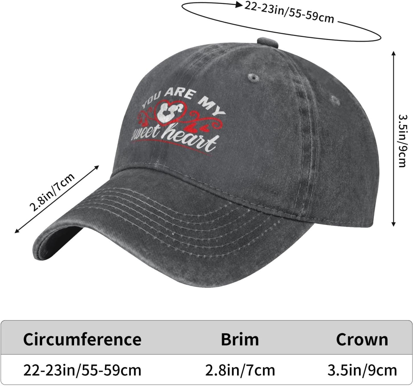 RTATBY You Are My Sweet Heart Baseball Cap Women Men Sun Hat