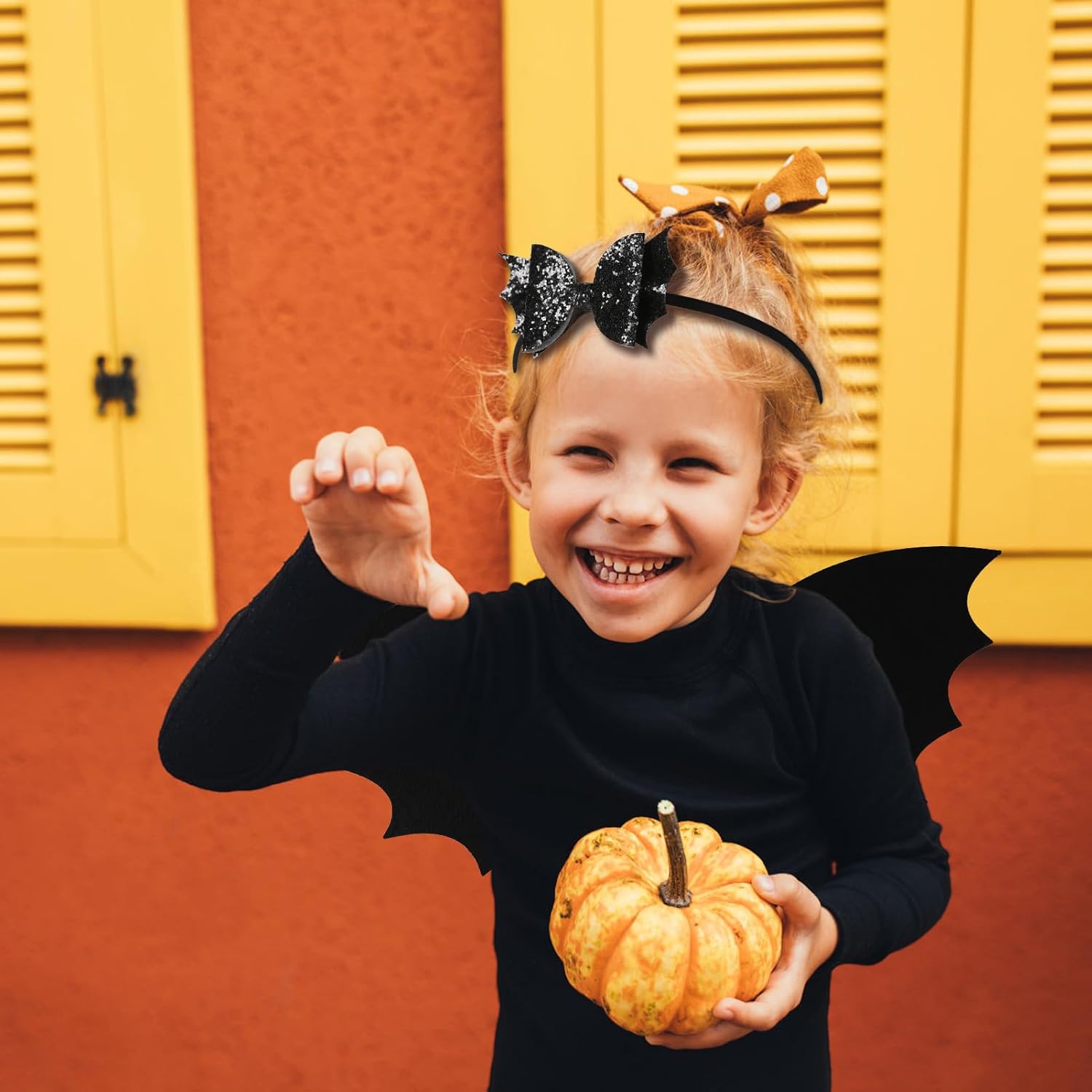 Perfect Halloween Costume for Babies - Black Bat Wing and Bow Headband