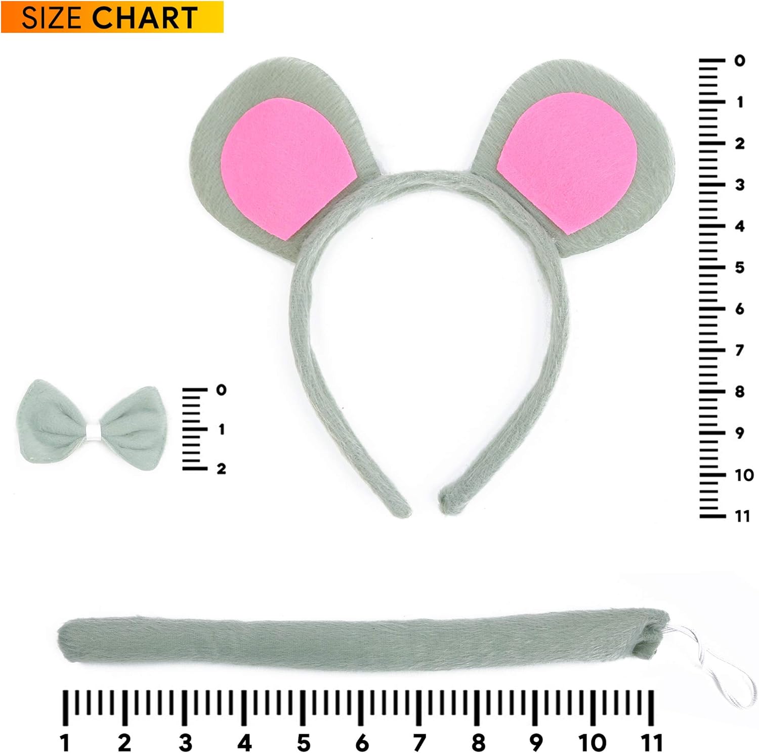 Skeulateen Mouse Costume Accessories - Ears Bow Tie and Tail for Toddlers