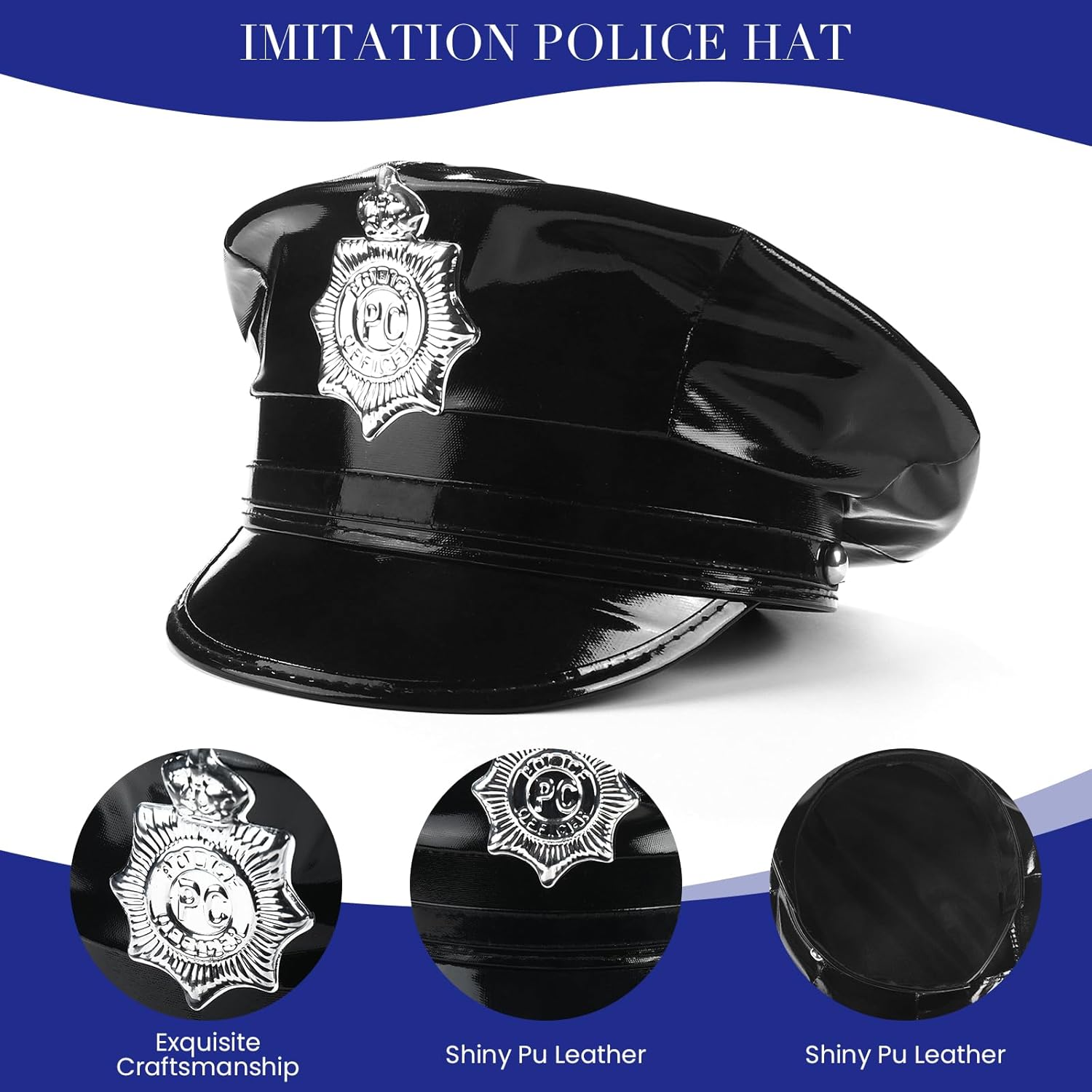Adjustable Police Hat for Women Men Cop Accessories Set