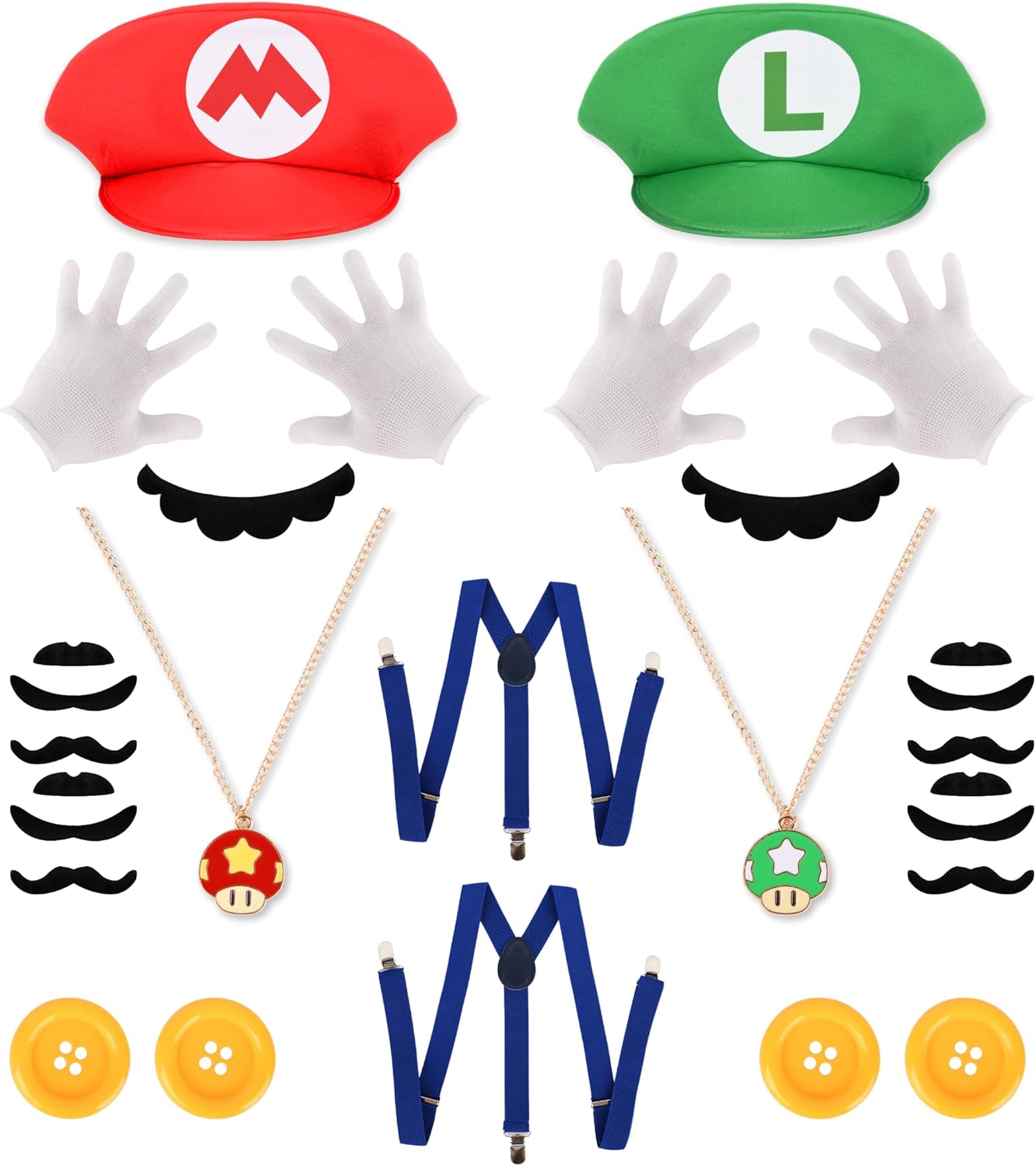 Mary Luigi Halloween Costume for Kids Hat Mustache Gloves More