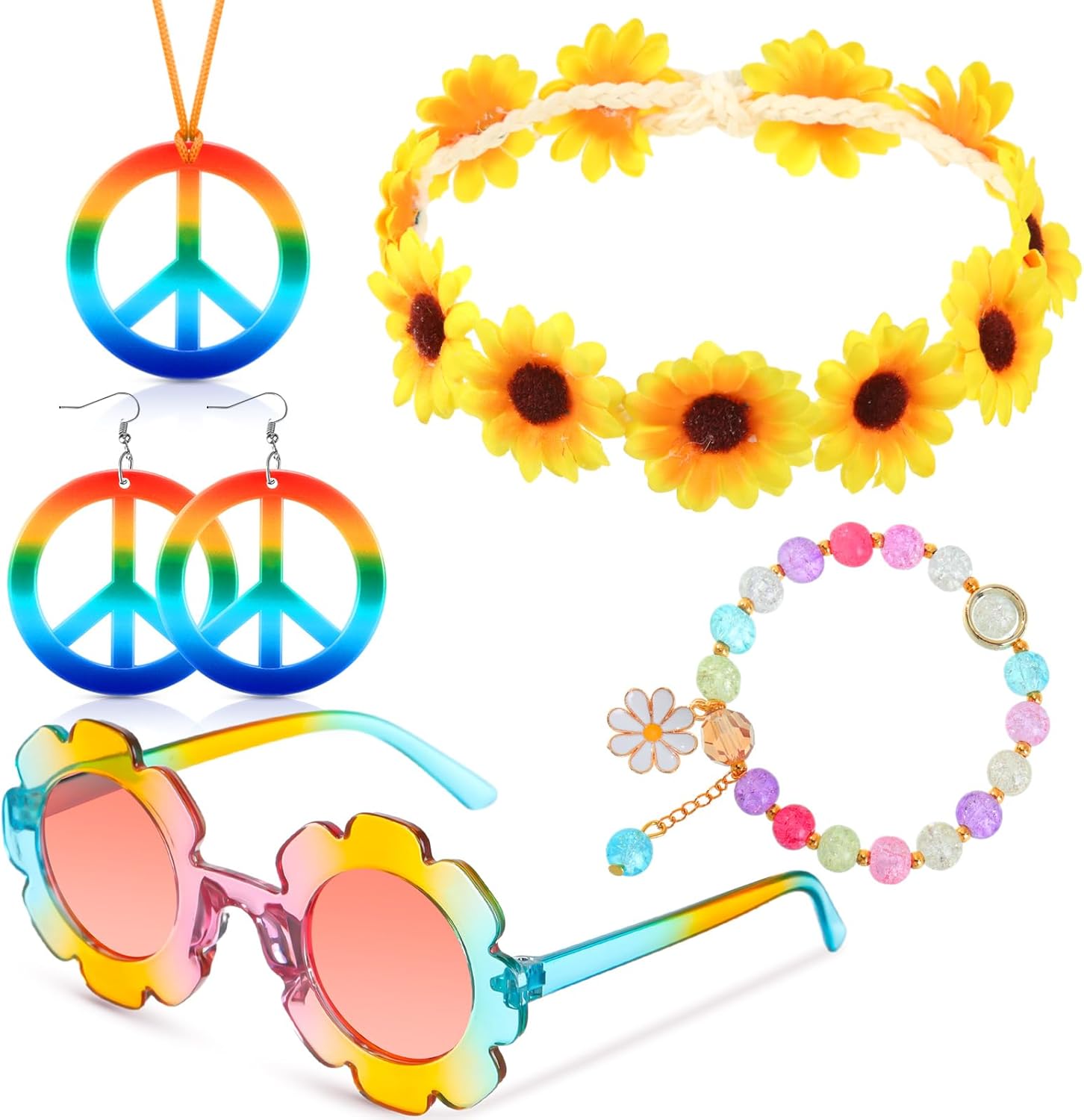 Hippie Accessories for Kids - Boho Peace Sign Set