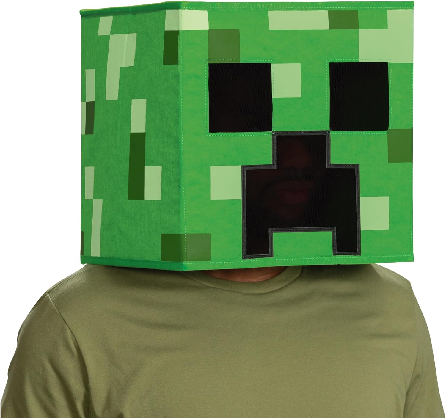 Disguise Block Head Mask Minecraft Creeper Costume Accessory
