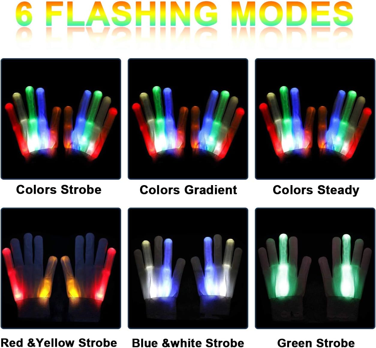 Glowing LED Gloves for Kids Halloween Christmas Birthday Gifts