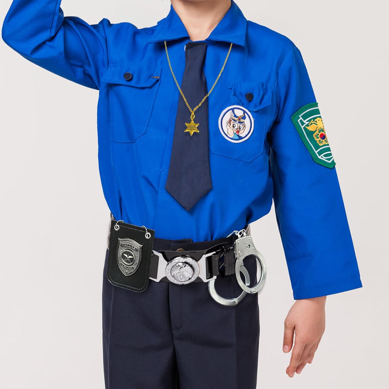HOHAJIU 5PCS Police Badge and Handcuffs Toy Set for Kids