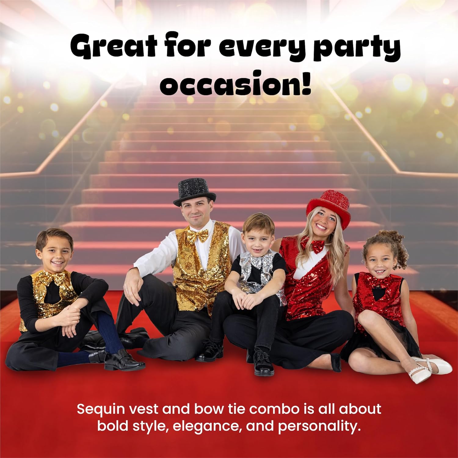 Fun Sequin Vest with Bow Tie - Kids Party Costume