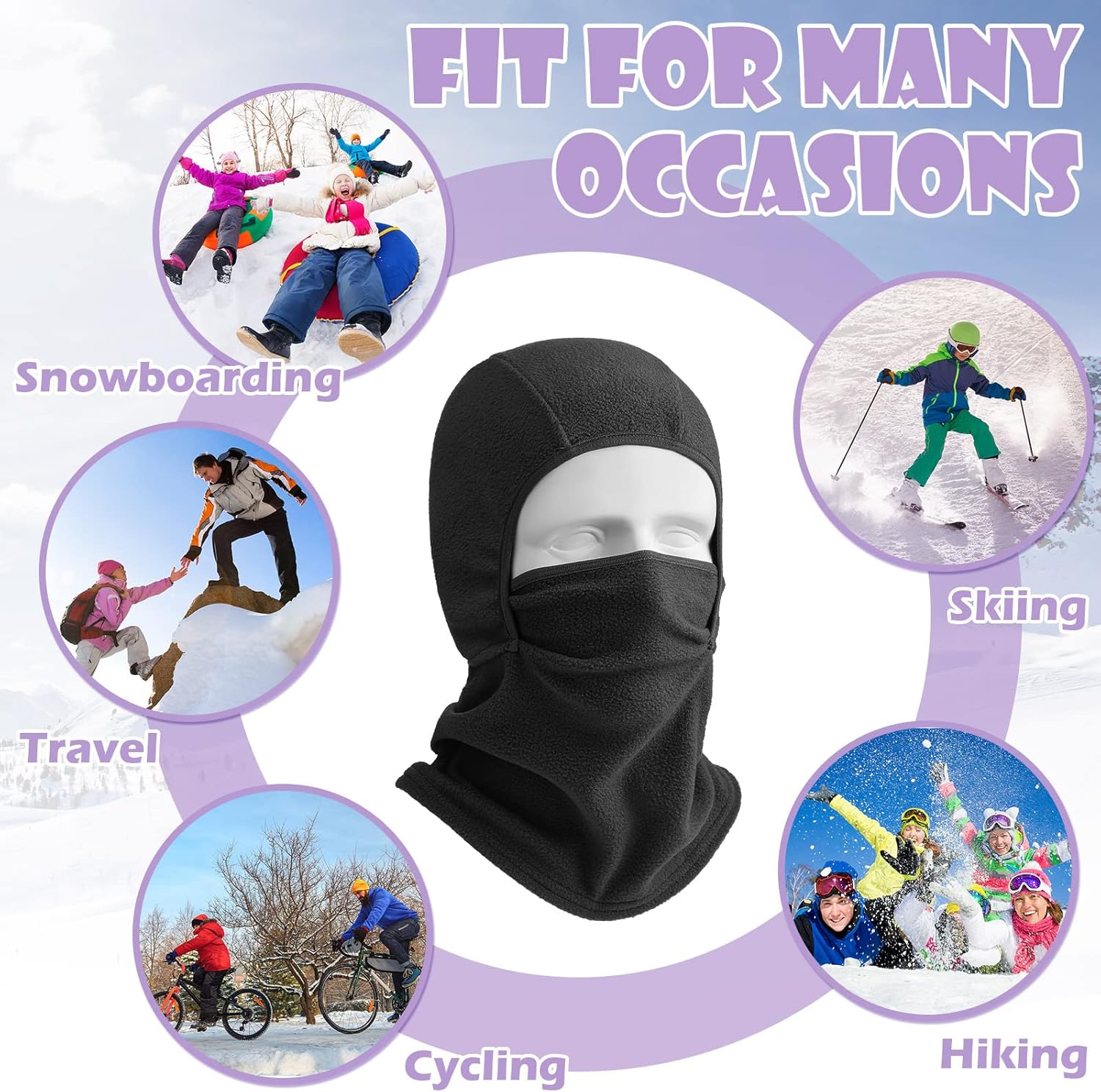 Funtery Kids Winter Face Mask Set - 4-Piece Balaclava for Skiing Cycling
