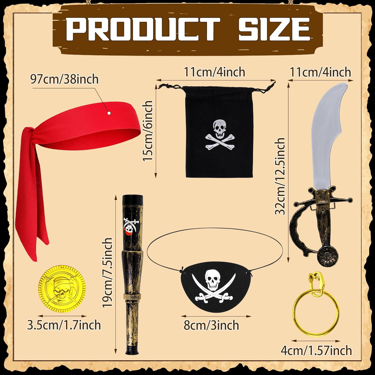 Pirate Accessory Bundle for Kids Adults