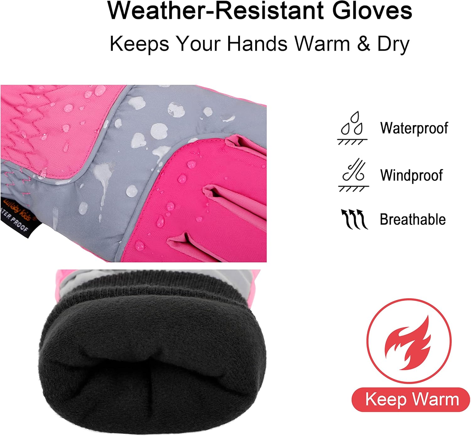 LULLABY KIDS - Cotton Kids Windproof Waterproof Snow Ski Gloves