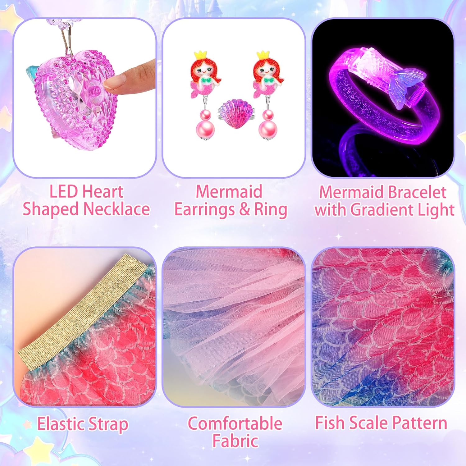 OHARLOBE Princess Dress Up for Girls 4-6 Light Up Costume Set