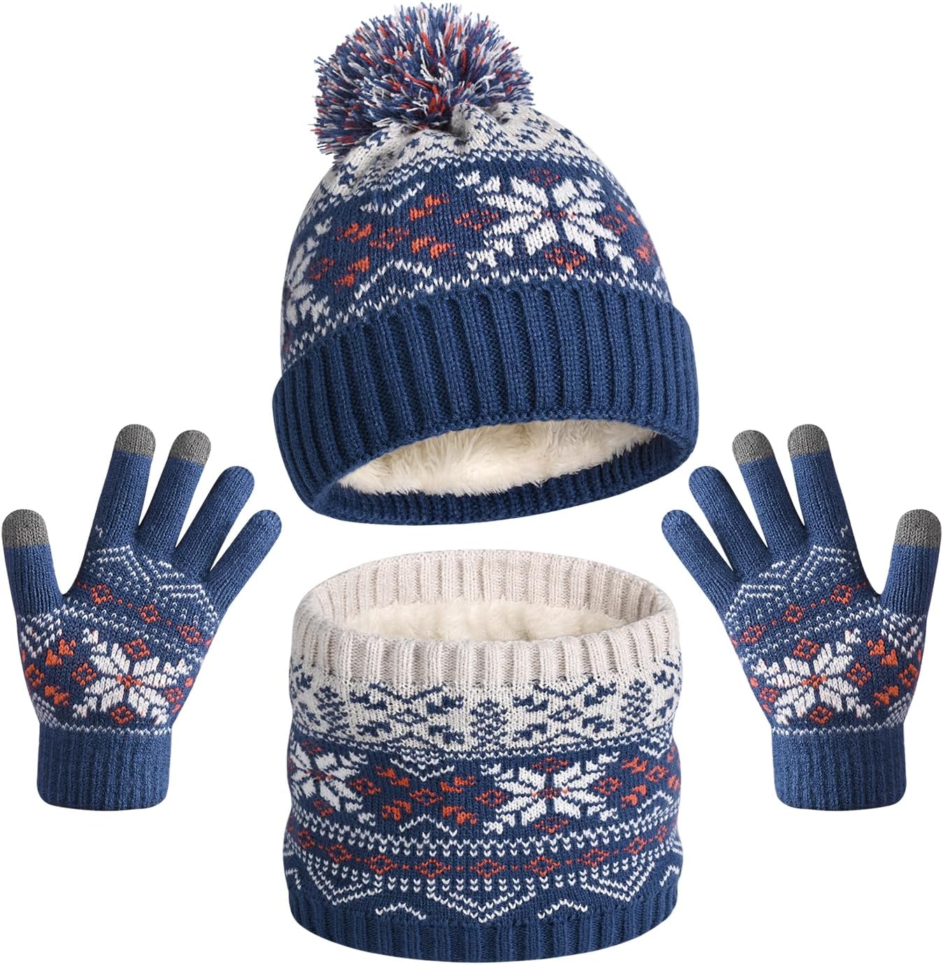 Kids Winter Knit Beanie Hat Scarf Gloves Set for Toddler Girls Boys