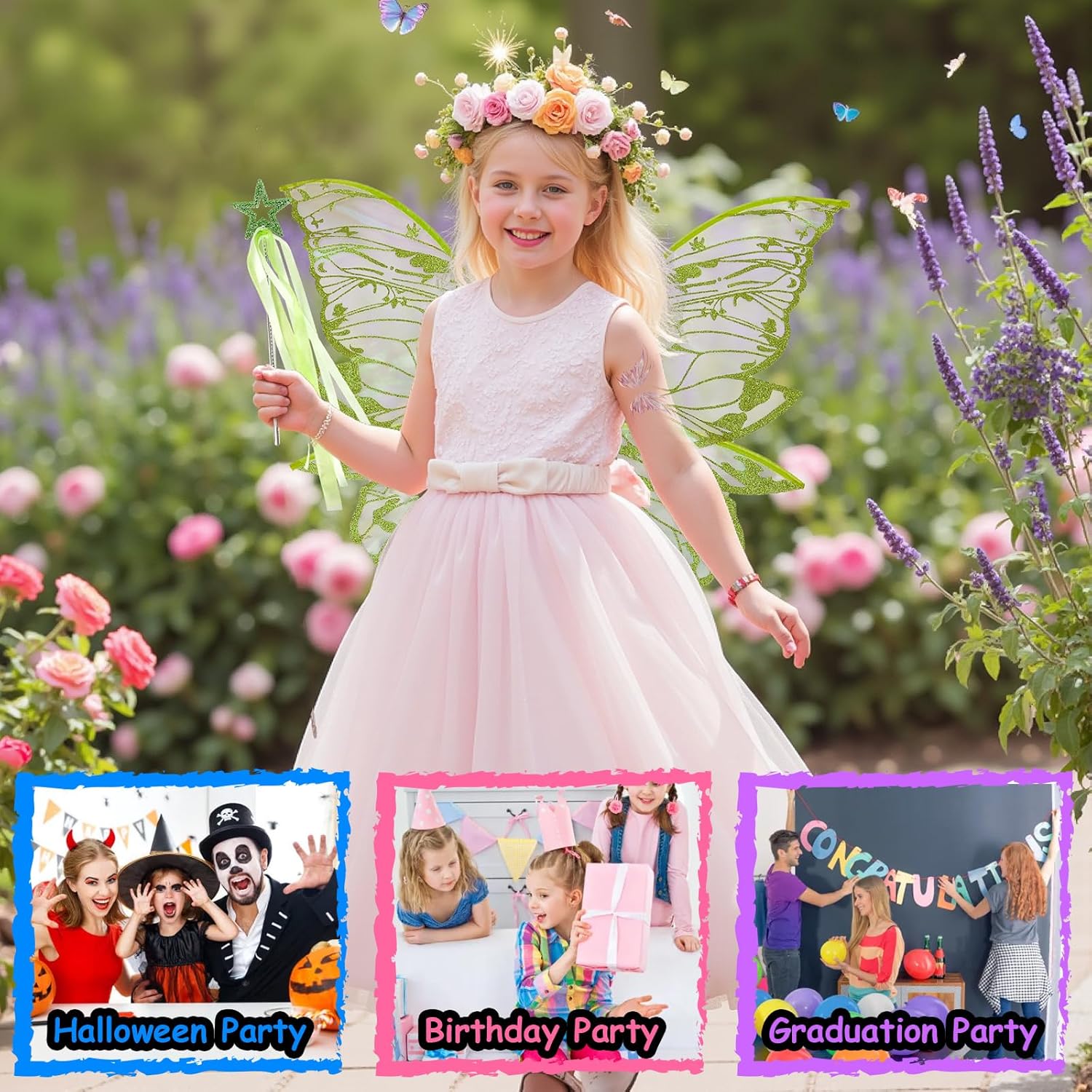Fairy Wings Costume Set for Adults Halloween Party Accessories